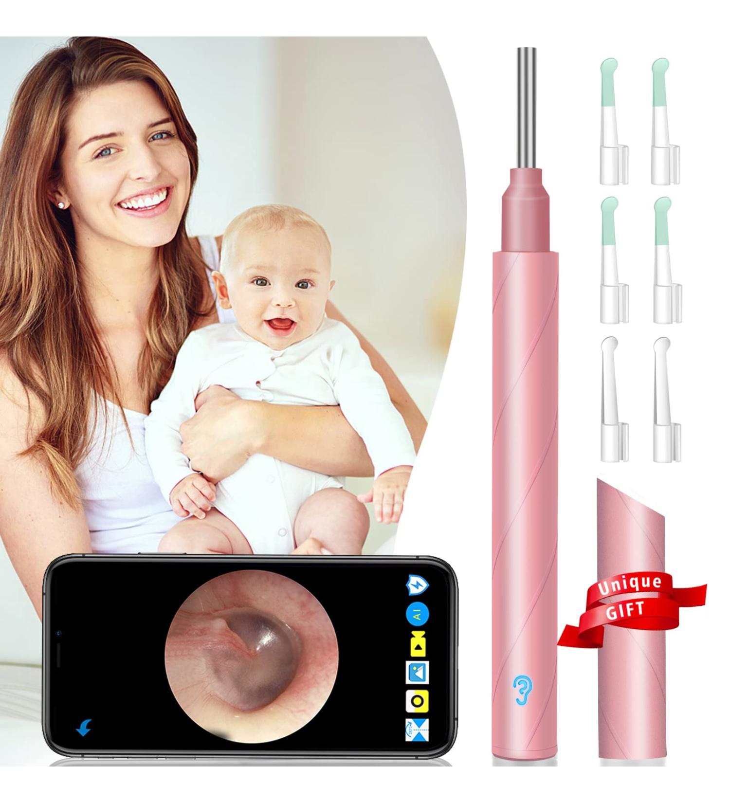Wireless Otoscope with Camera for Ear Wax Removal - 1080P WiFi Ear Cleaner for iOS Android - Visual Ear Endoscope for Adults, Kids & Pets - Pink - Buy Online on GoSupps.com