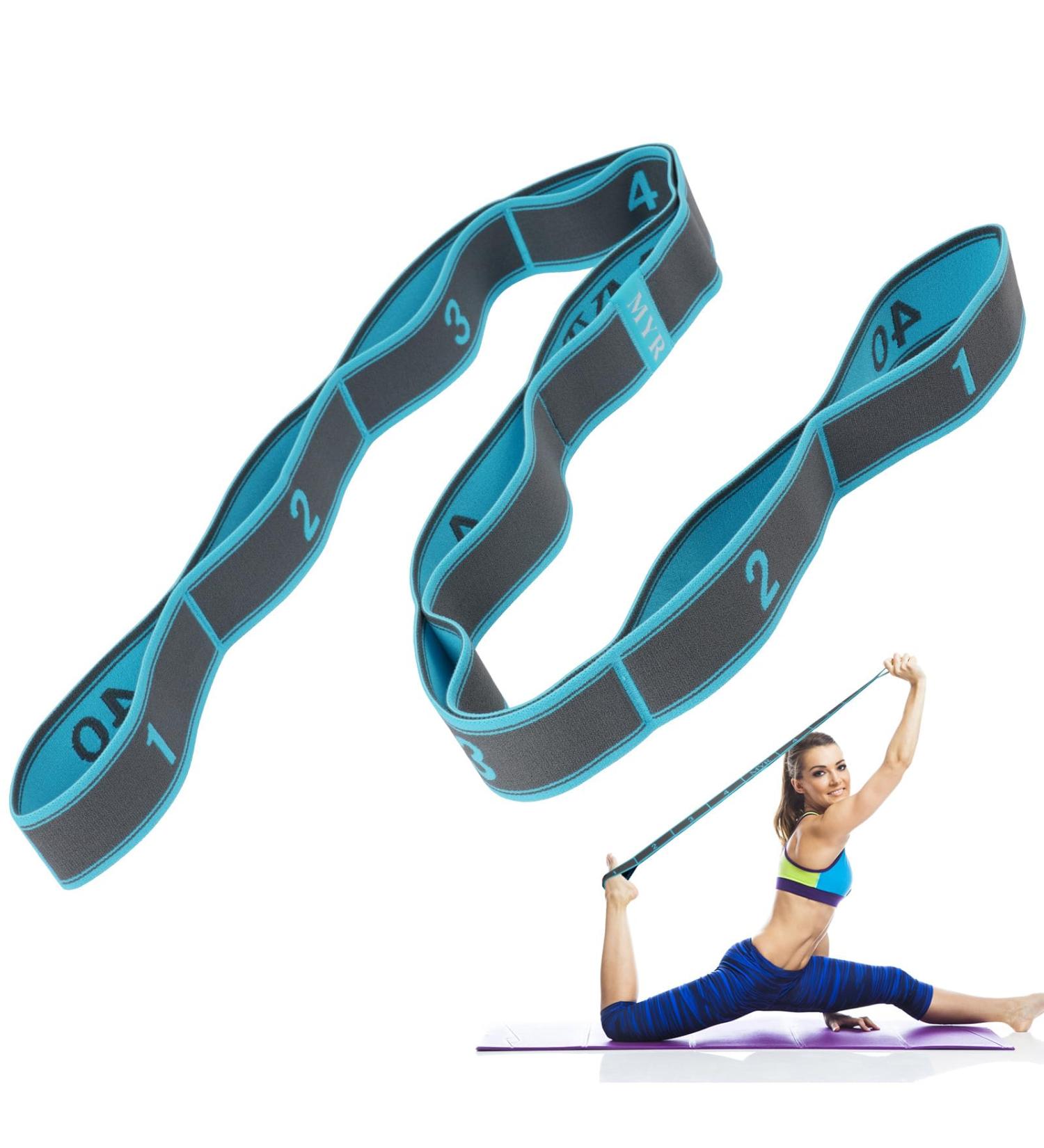 Flintronic Yoga Stretching Strap - 9 Loop Elastic Band for Pilates Dance & Gymnastics | Effective Flexibility & Stretching Blue - Buy Online on GoSupps.com
