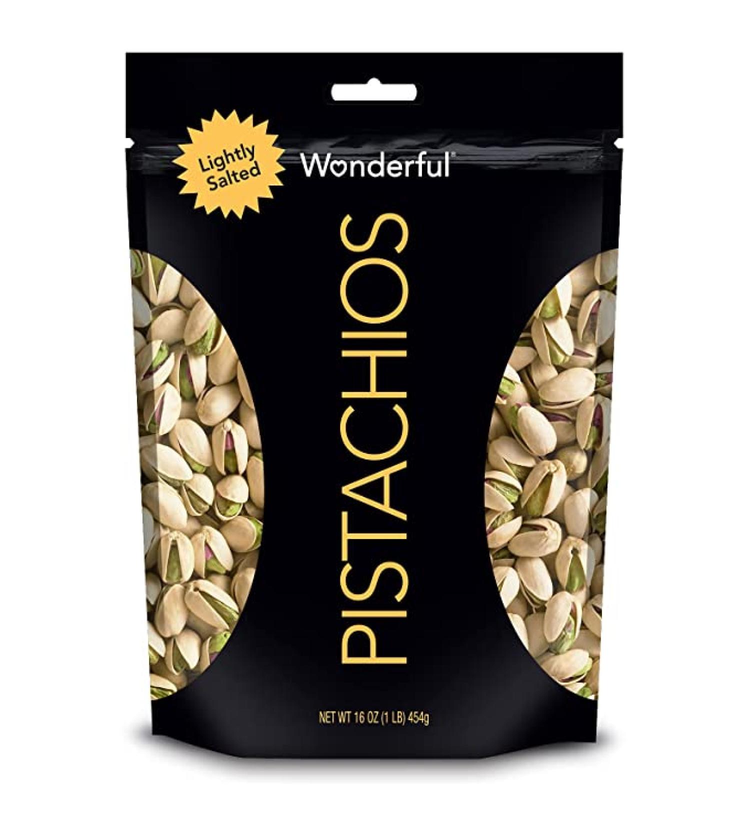 Wonderful Pistachios Roasted & Lightly Salted 16oz Resealable Bag - Premium Snack - Buy Online on GoSupps.com