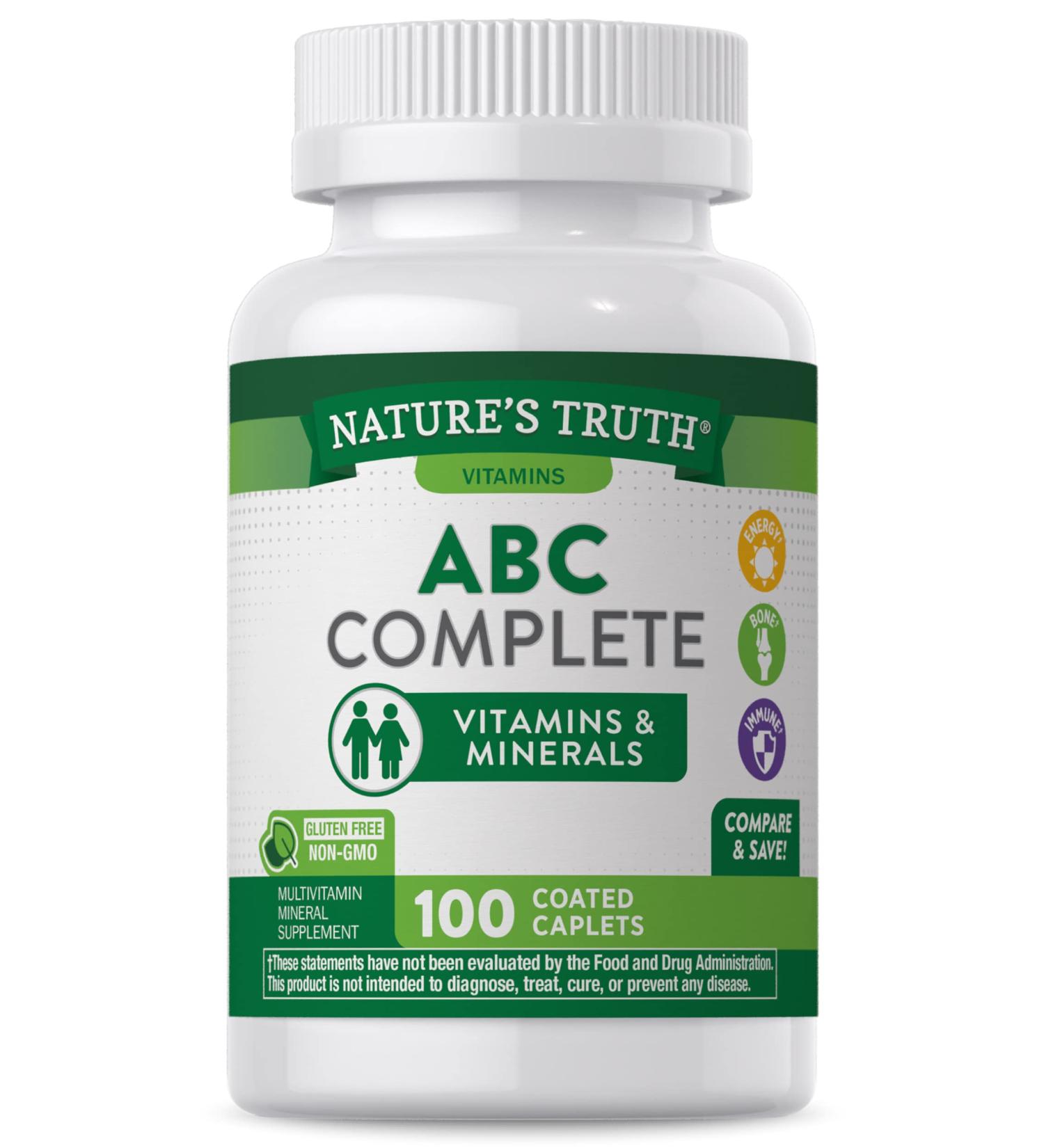 Nature's Truth Adult ABC Complete Multivitamin | 100 Caplets | Non-GMO & Gluten Free - Buy Online on GoSupps.com