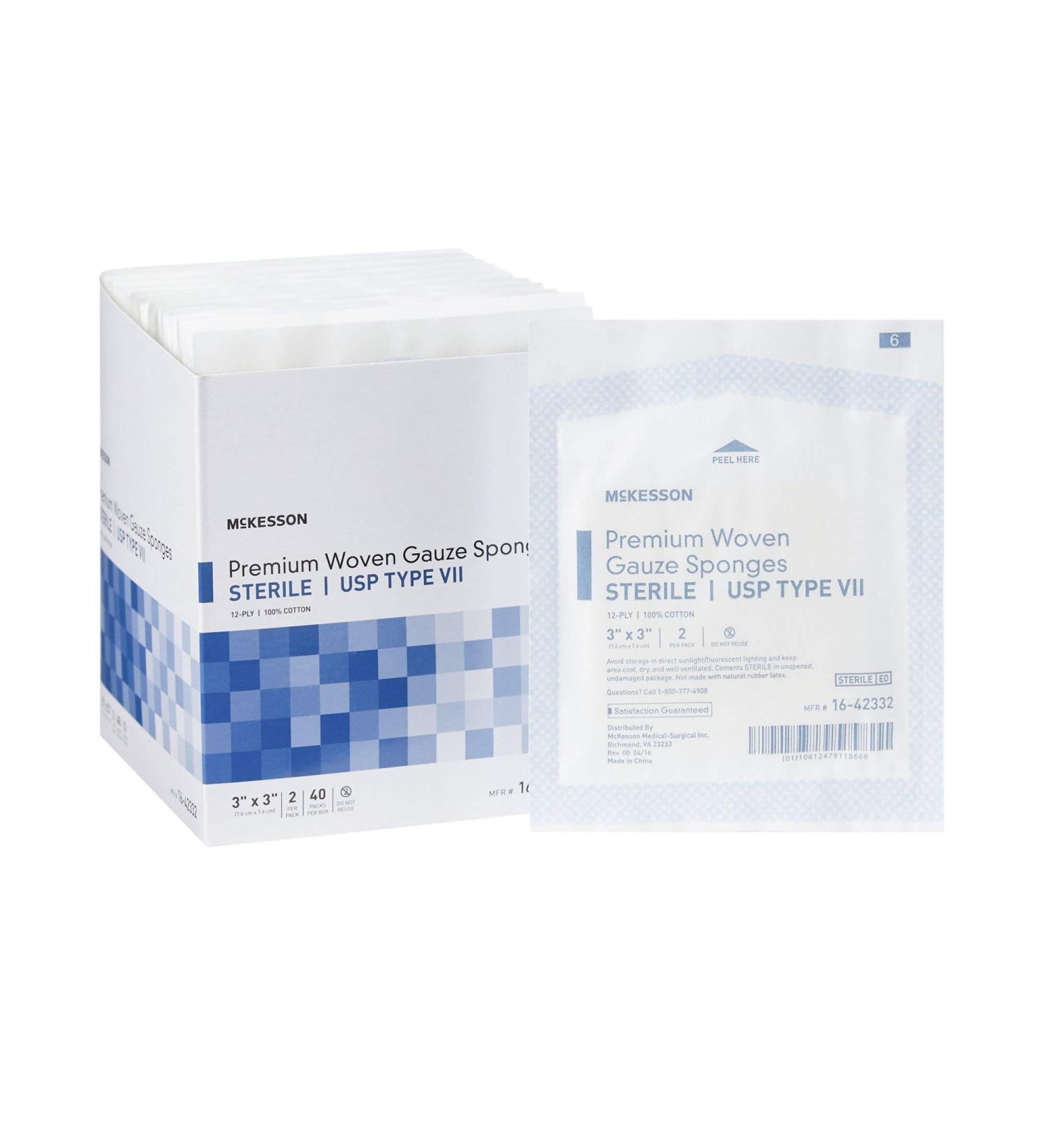 McKesson Premium 3x3 Inch Sterile Gauze Sponges - 80 Count - Buy Online on GoSupps.com