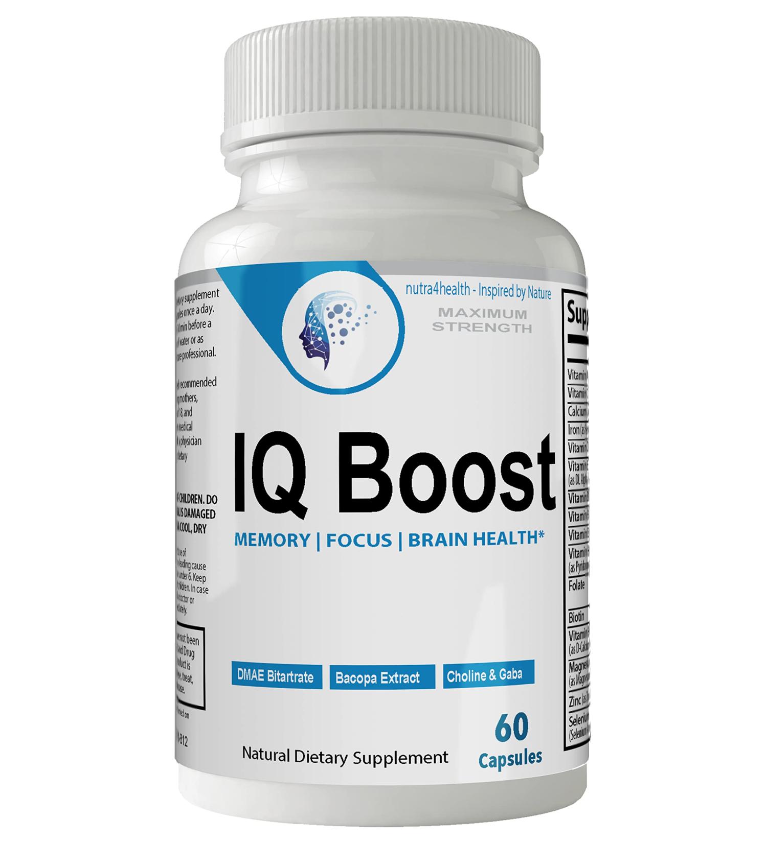 nutra4health IQ Boost Smart Pill Optimal Cognitive Support Brain Omega Original Nootropic Pills Capsules - Buy Online on GoSupps.com