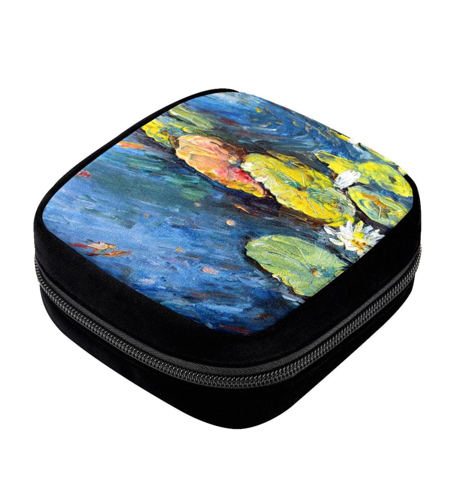 GIAPB Period Bag Sanitary Napkin Storage & Makeup Pouch | Lotus Oil Painting Color - Buy Online on GoSupps.com