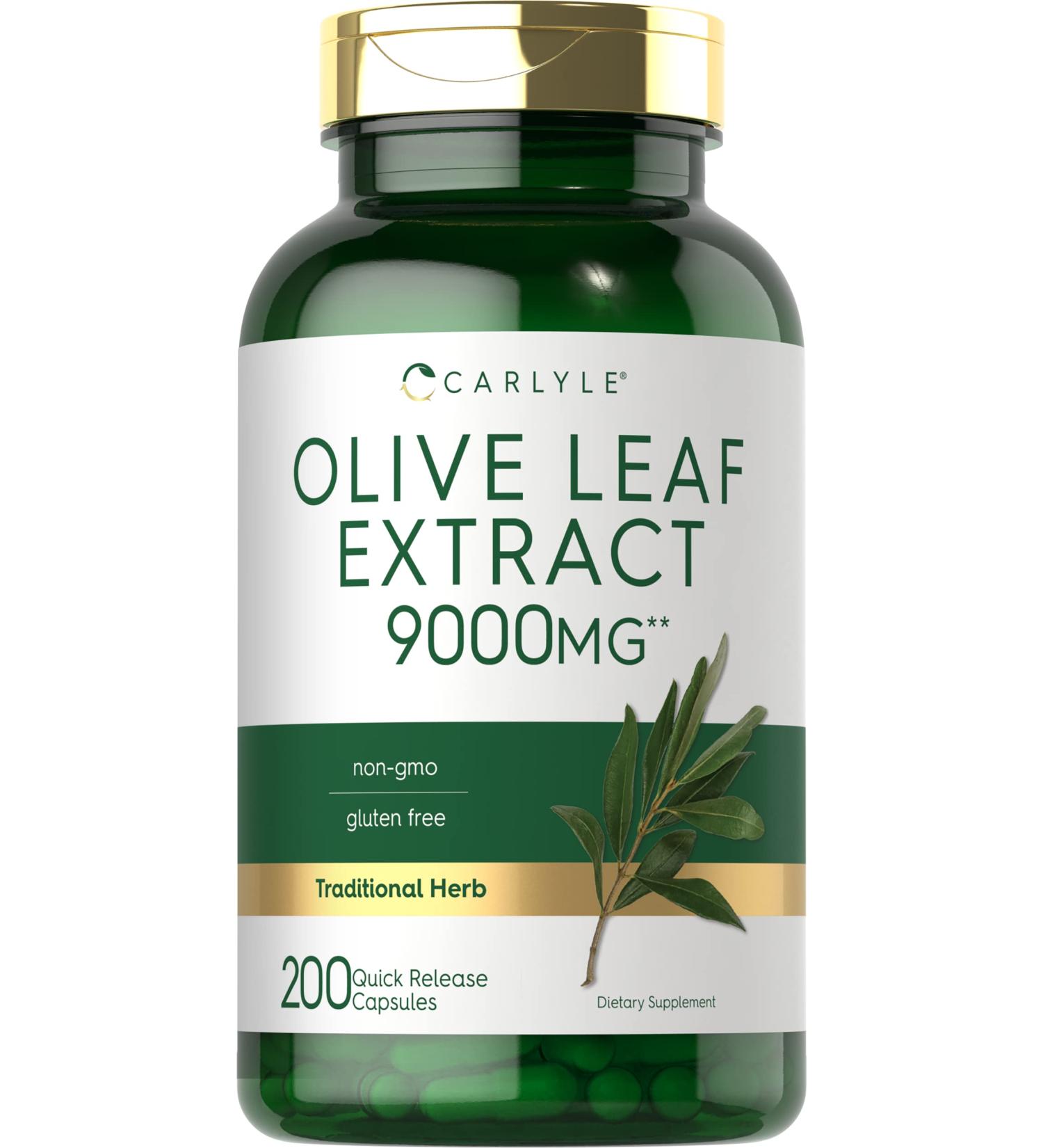 Carlyle Olive Leaf Extract Capsules 9000mg | 200 Count Non-GMO Gluten Free | High Potency Formula - Buy Online on GoSupps.com