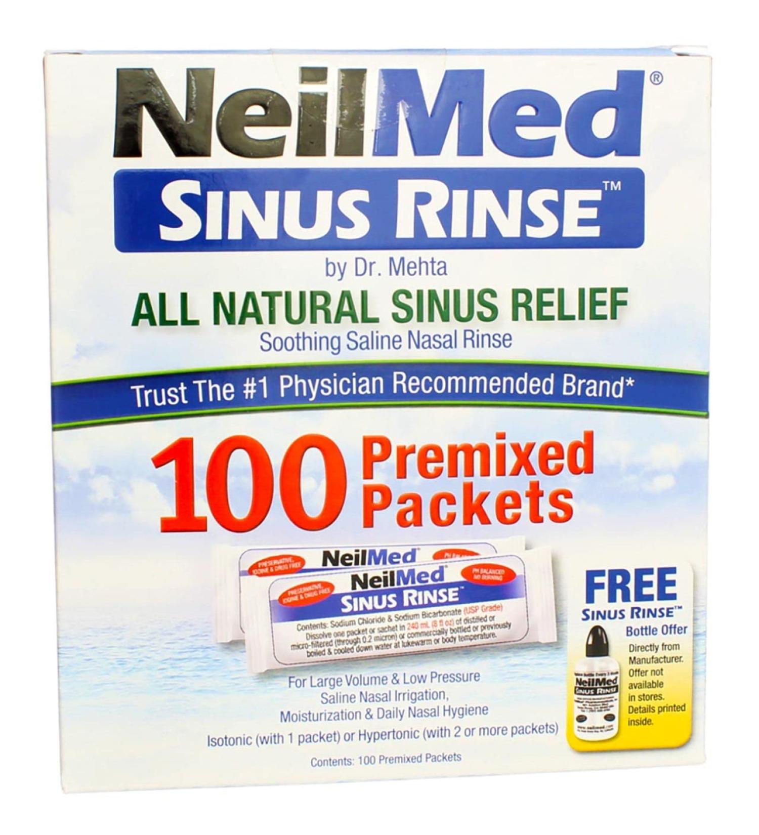 NeilMed Sinus Rinse All Natural Relief Premixed Refill Packets 100 Each (Pack of 3) - Buy Online on GoSupps.com