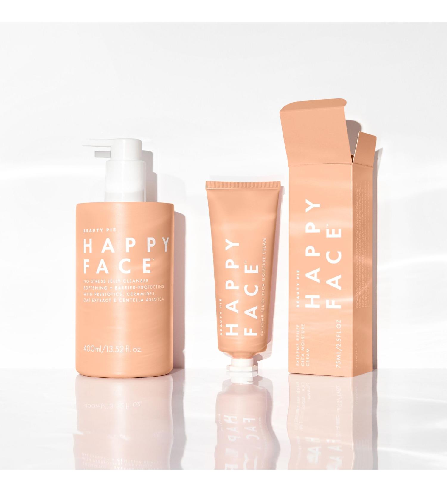 Beauty Pie Happy Face Daily Skincare Duo No-Stress Jelly Cleanser + Extreme Relief Cica Moisture Cream for Soothing Hydration & Barrier Care - Buy Online on GoSupps.com