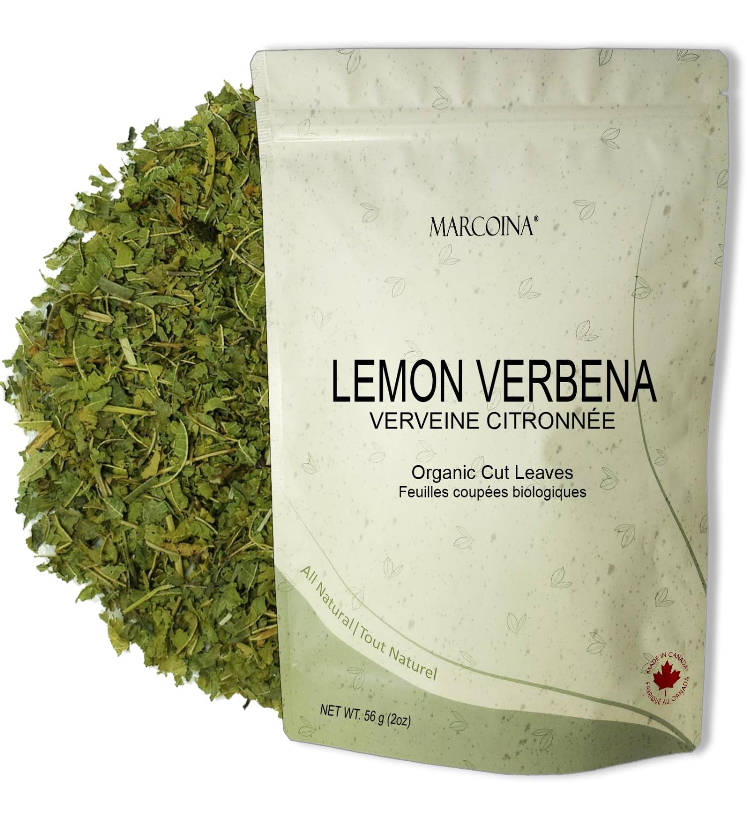 Organic Lemon Verbena Leaves Herbal Loose Tea by Marcoina - Cut Leaves 56g in Resealable bag Caffeine-Free Tea from Egypt - Perfect for Hot Brews Cooking and Spices - Known as Aloysia Citrodora Lemon Beebrush Verveine. - 2oz. Lemon Verbena Organic Cut Lea - Buy Online on GoSupps.com