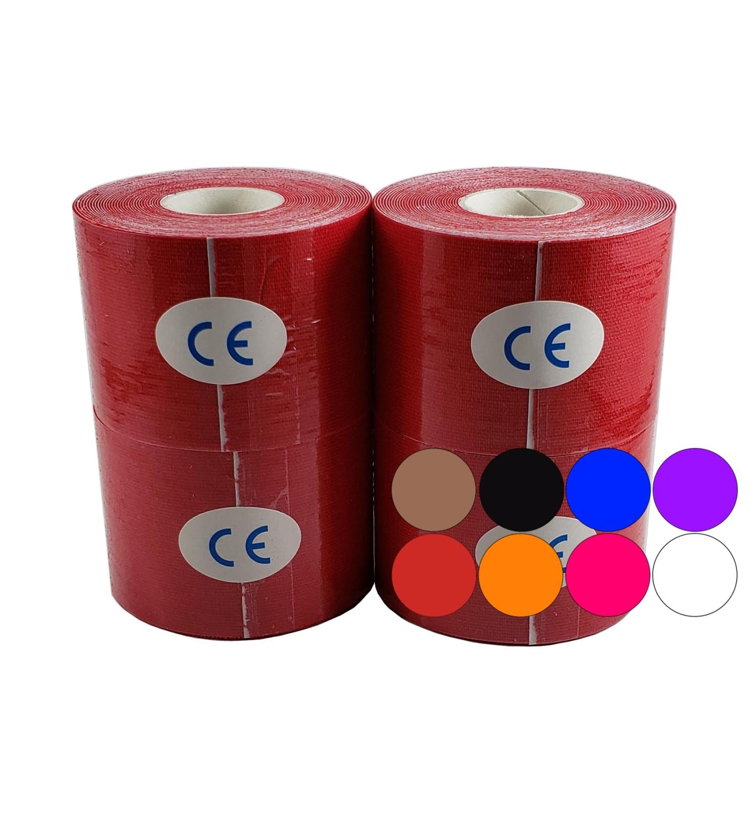 Tape Me Away Kinesiology Tape (4 rolls) Flexible Sticky Waterproof Tape - For Shoulder Knee Elbow Ankle - Muscle Therapy 5CM x 5M (16ft!) Red - Buy Online on GoSupps.com