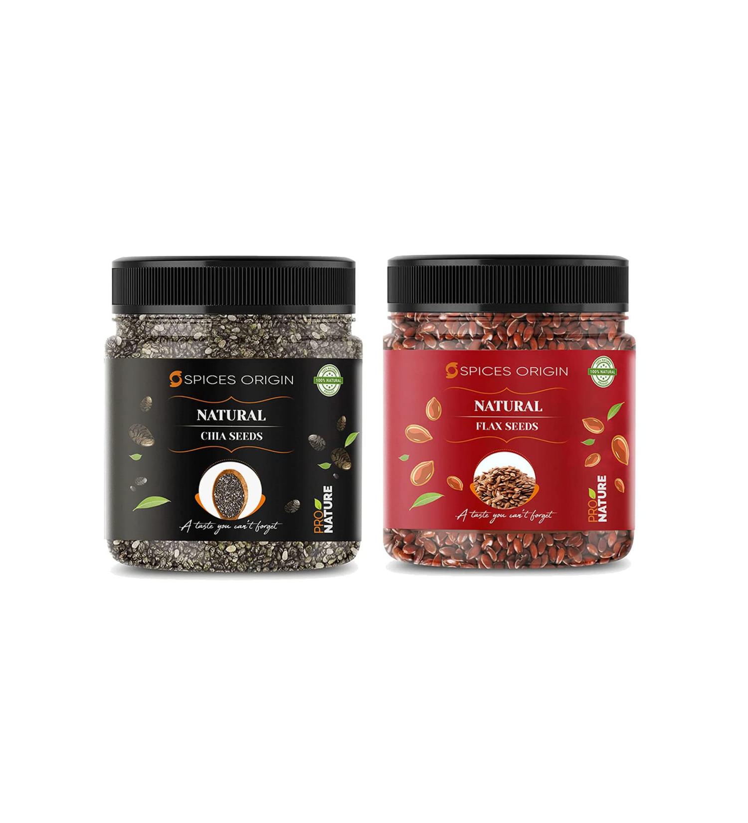 Spices Origin Raw Chia Seeds - 250g Flax Seed - 250g | Immunity Booster | Combo Pack for Healthy digestion Weight management Healthy skin & hair | Deepawali Gift Pack_Packing May Vary - Buy Online on GoSupps.com