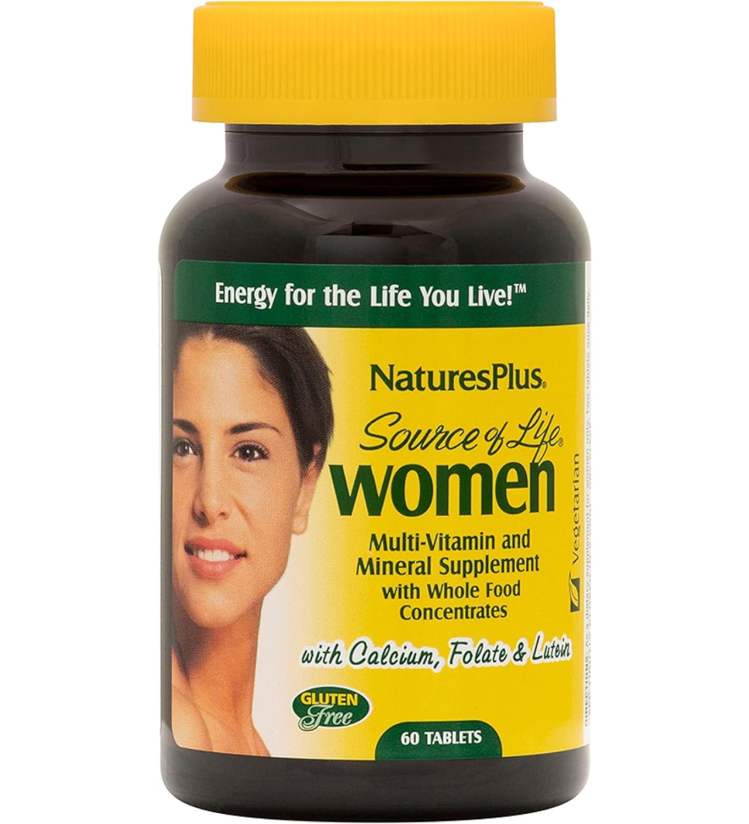Natures Plus Source of Life Women Whole Food Multivitamin and Mineral Supplement for Overall Health & Energy - 60 Vegetarian Tablets -30 Servings - Buy Online on GoSupps.com