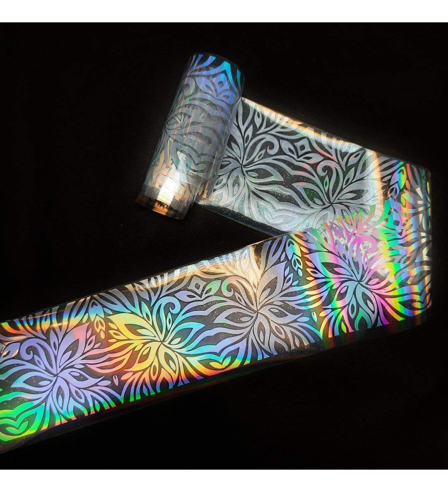 Nail art/nail foil/transfer foil - silver holo - transparent - petals - 1400-420