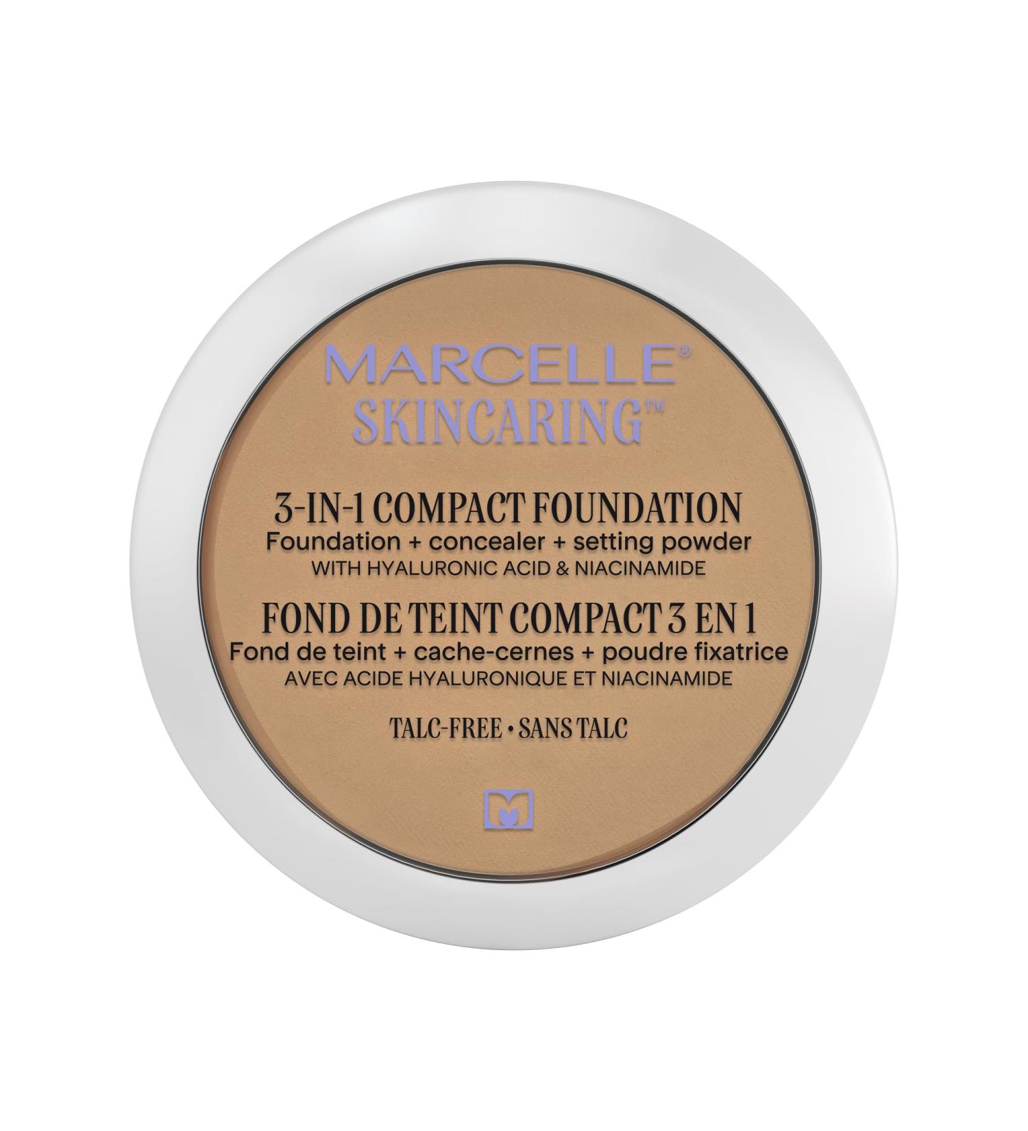 Marcelle Skincaring 3-in-1 Compact Foundation Buff Beige Matte Finish Buildable Formula Long-Lasting Vegan Cruelty-Free Hypoallergenic Talc-Free Non-Comedogenic Fragrance-Free 8.5 g - Buy Online on GoSupps.com