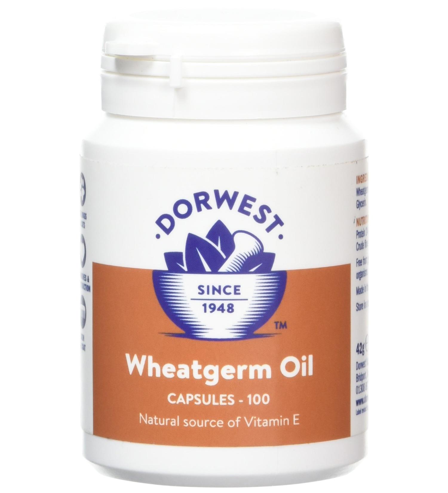 Dorwest Herbs Wheatgerm Oil Capsules for Dogs and Cats 100 Capsules - Buy Online on GoSupps.com