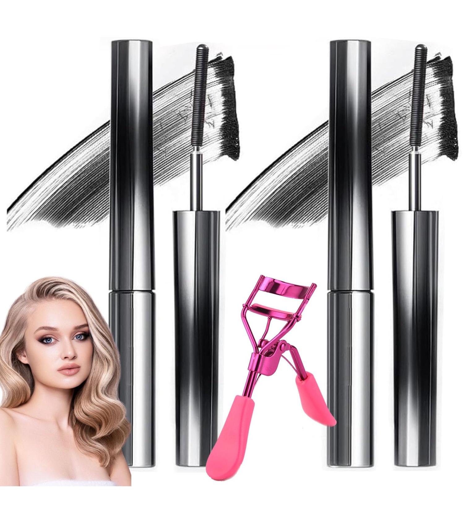 Iron Wand Mascara Waterproof Mascara Mascara 3d Curling Eyelash Iron Mascara Non-Clumping Long Lasting Intenses Length Lash Mascara (Black-2) - Buy Online on GoSupps.com