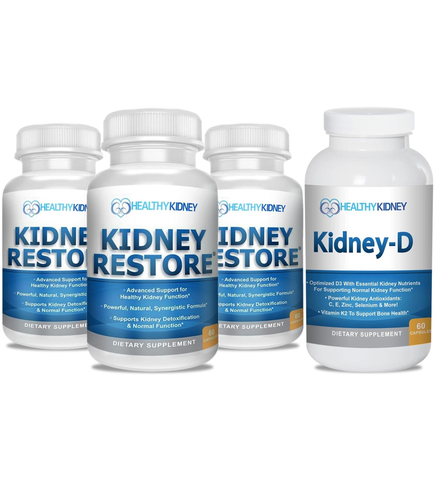 3 Pack Natural Kidney Cleanse to Support Kidney Function and Detox 60 Capsules + Kidney-D Kidney Supplement. Vitamin D Optimized for Kidney Support. Vitamin D3 and 7 Kidney Vitamins and Nutrients - Buy Online on GoSupps.com