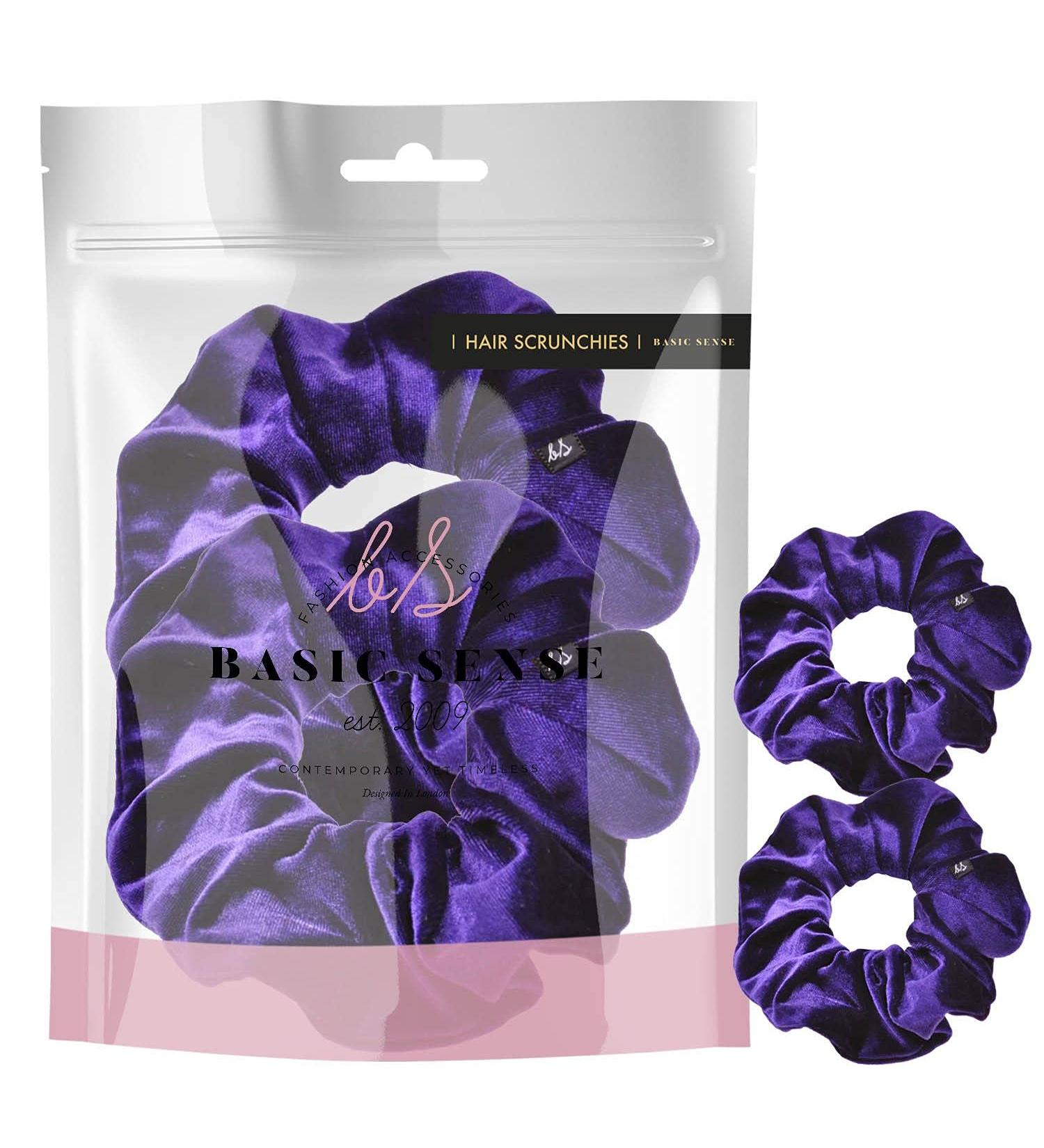 2 PCS Premium Large Velvet Hair Scrunchies in Purple - Perfect for Updos, Ponytails, and Bobbles for Women, Girls, and Kids - Buy Online on GoSupps.com