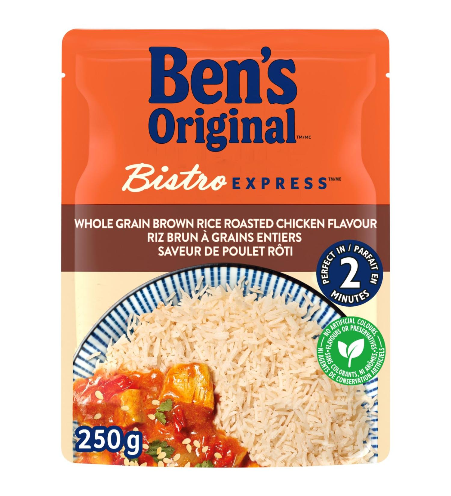 BEN'S ORIGINAL BISTRO EXPRESS Whole Grain Brown Rice Roasted Chicken Flavour Flavoured Rice Side Dish 250g Pouch Wholegrain Brown Rice Roasted Chicken Flavour 1 - Buy Online on GoSupps.com