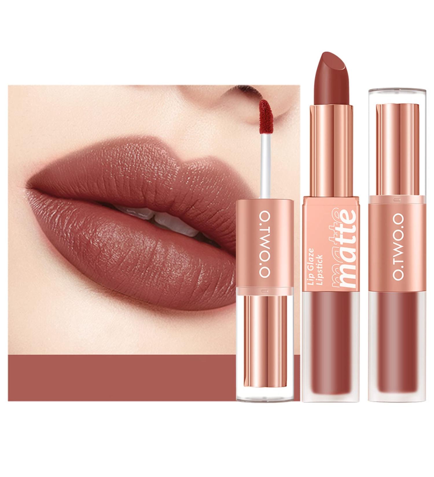 Kuailego Nude 2-In-1 Matte Lipstick & Liquid Lipstick Duo - Long Lasting Waterproof Velvet Lip Gloss (L09) - Buy Online on GoSupps.com