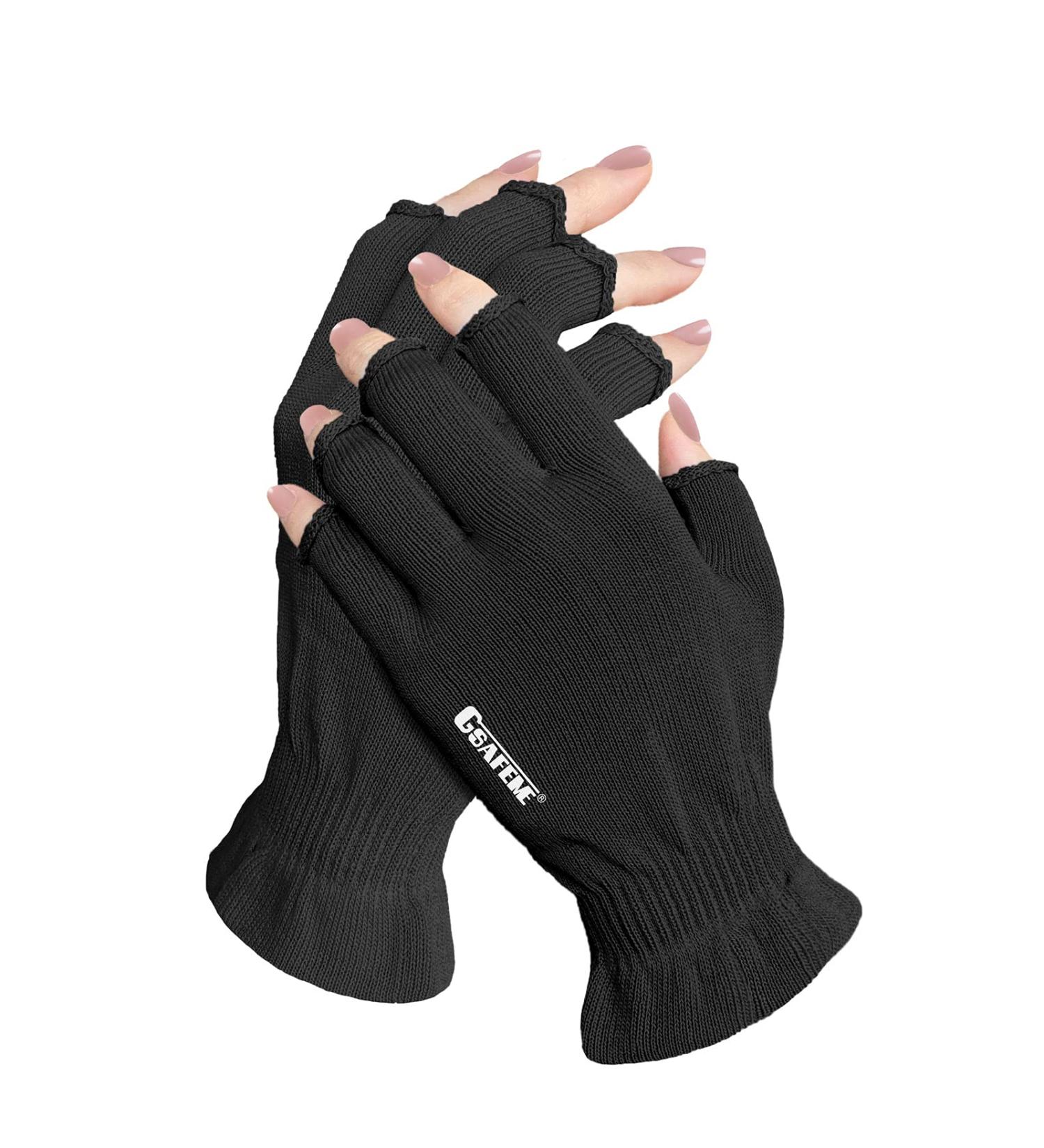 Anti-UV Gel Manicure Gloves | Fingerless Hand Skin Protection for LED Nail Lamp | Black Small/Medium | Pack of 1 - Buy Online on GoSupps.com