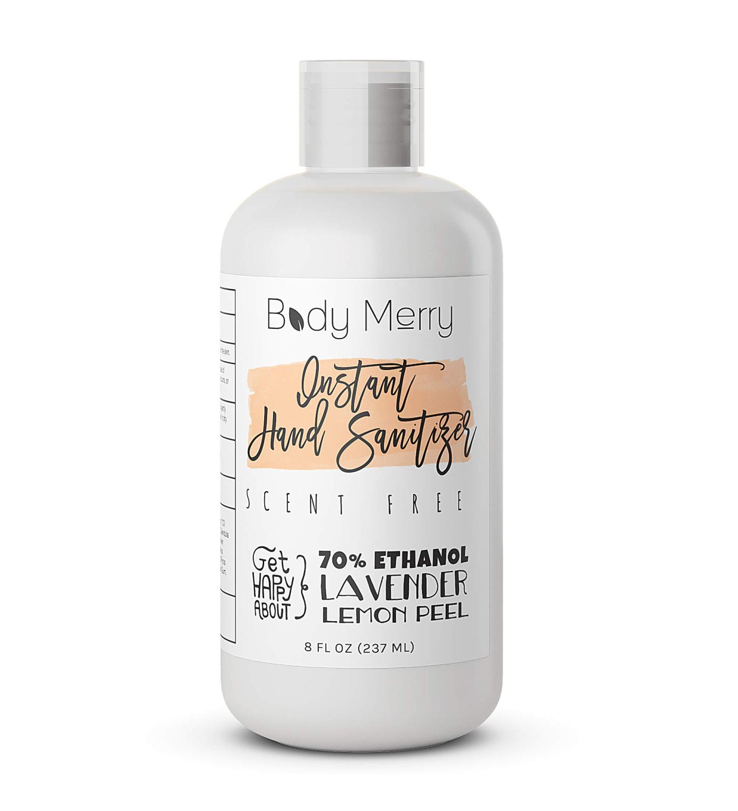 Body Merry 70% Ethyl Alcohol Hand Sanitizer Gel - 8 oz - Certified Organic Extracts - CDC Strength - Kills Germs Without Drying Skin - Buy Online on GoSupps.com
