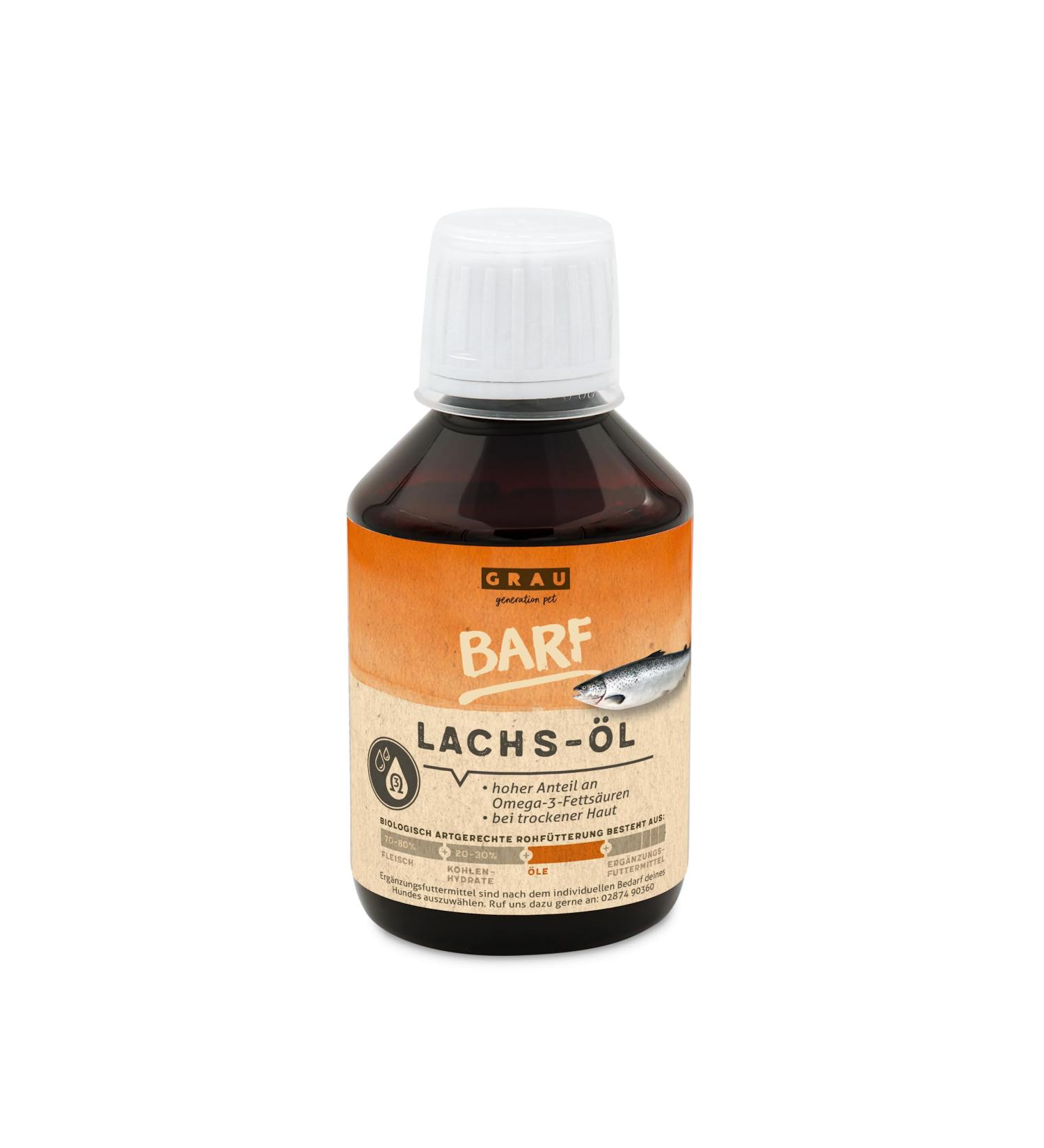 GRAU - the Original - Salmon Oil with Essential Omega-3 and Omega-6 Fatty Acids to Support Skin and Coat, Pack of 1 (1 x 200 ML), Food Supplement for Dogs and Cats
