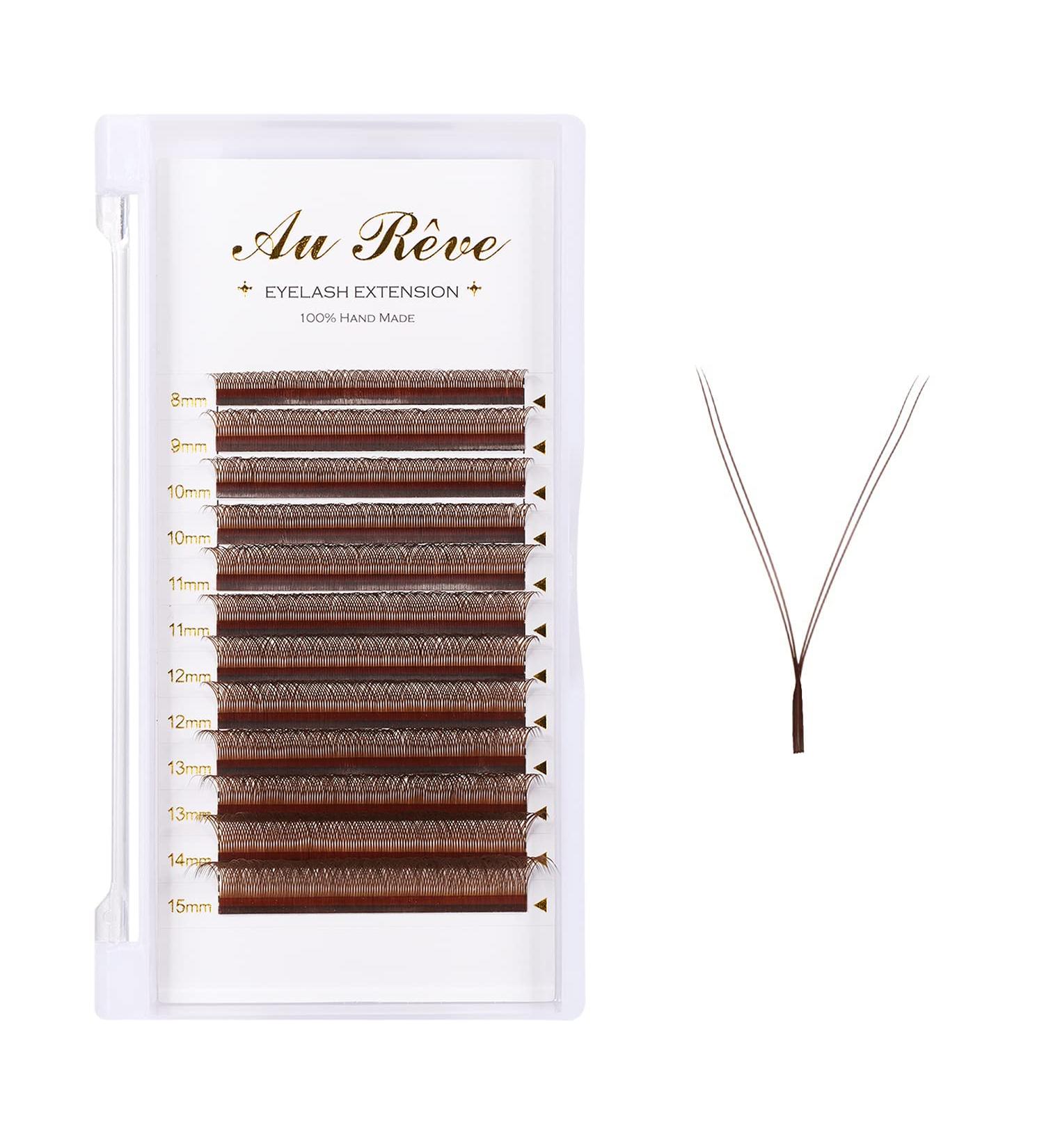 Y Lashes Extensions | Colored YY Premade Fans | Brown Eyelash Extensions D Curl 0.07mm 8-15mm Mixed Tray | Easy Fan Volume Lashes Supplies - Buy Online on GoSupps.com