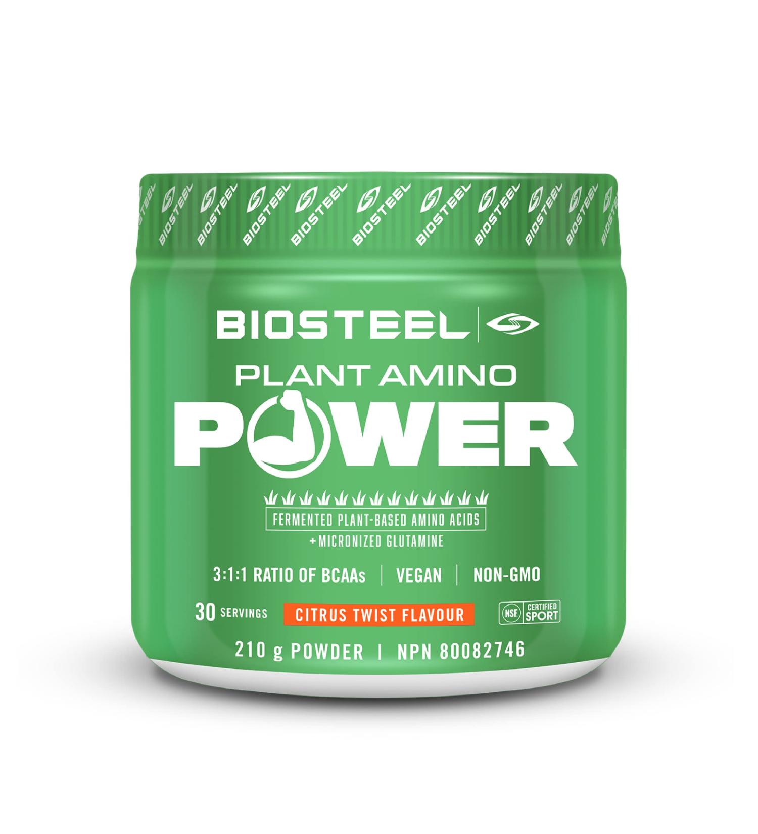BioSteel Plant-Amino Power BCAA Powder - Non-GMO Fermented Plant-Based Amino Acids - Citrus Twist Flavor - 30 Servings - Buy Online on GoSupps.com