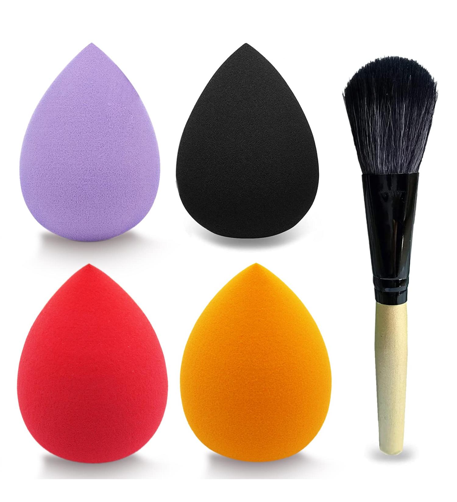 Makeup Sponge Blender Set of 4 Pcs & Foundation Brush - Mocarheri Soft Sponge for Liquid Foundation, Creams, and Powders - Latex Free - Wet and Dry Makeup Sponge (Orange/Light Purple/Red/Black) - Buy Online on GoSupps.com
