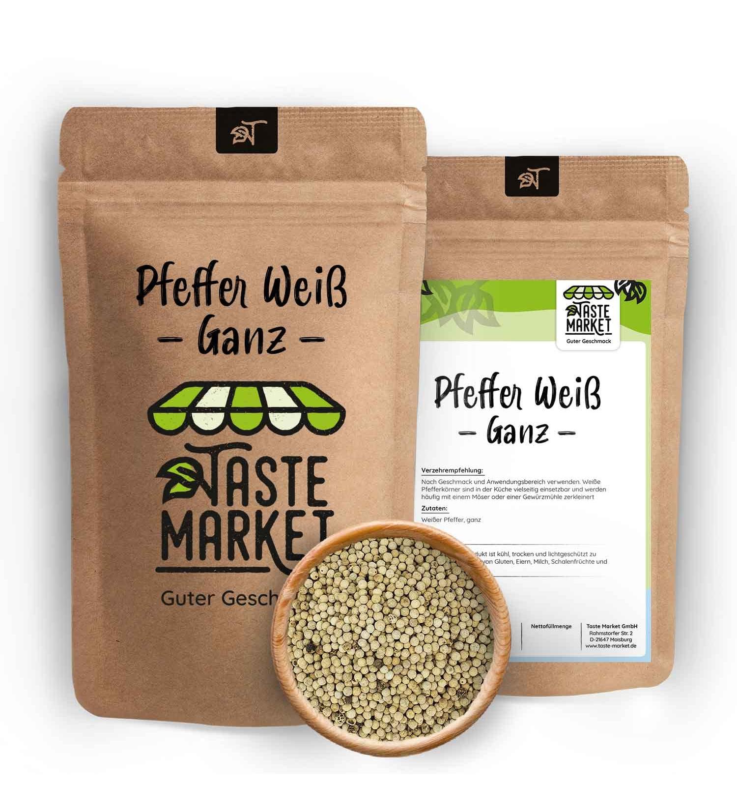  TASTE Guter Geschmack 2 x 500g of whole white peppercorns whole white pepper peppercorns spices and strawberries - Buy Online on GoSupps.com