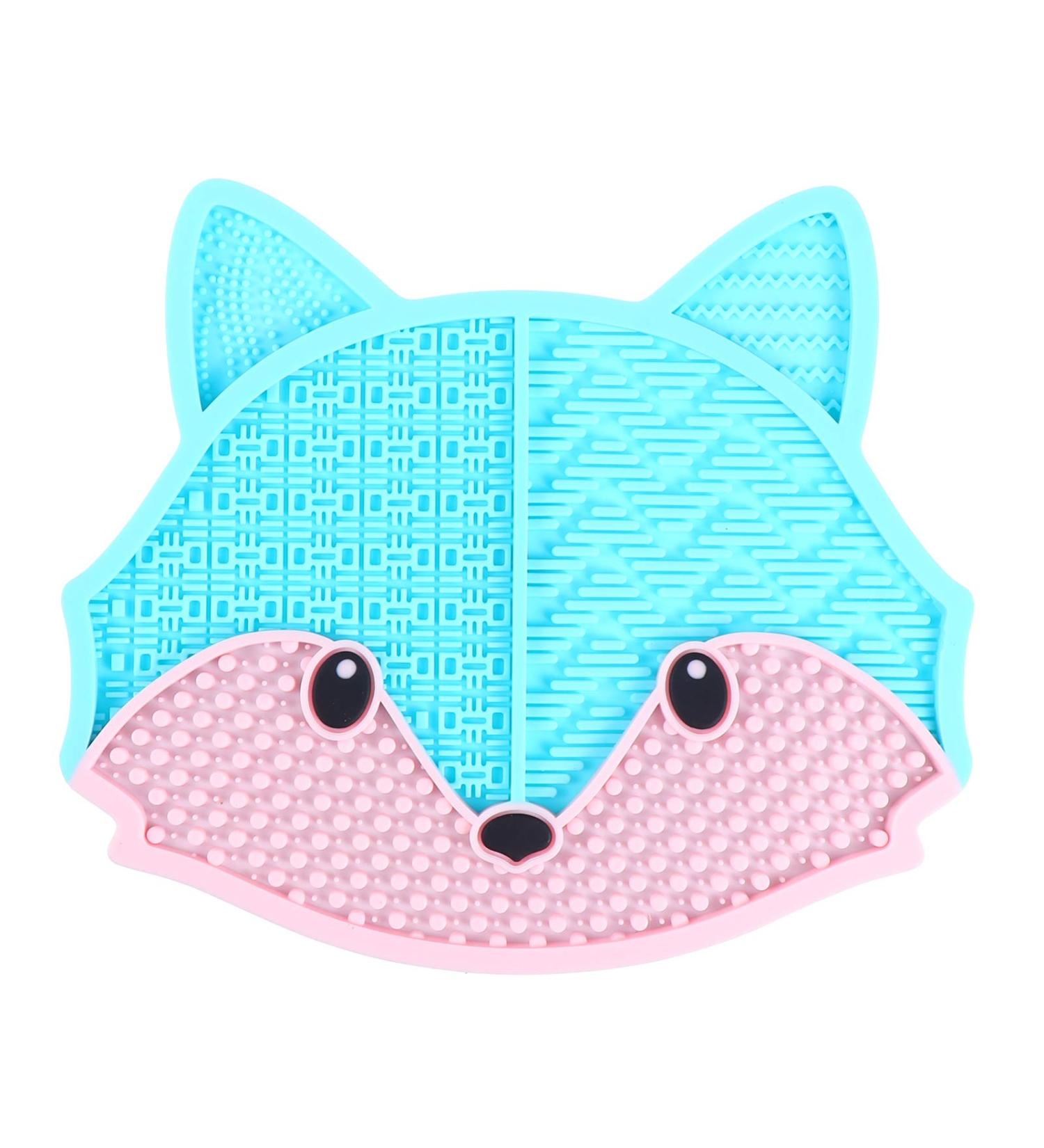 Fox Scrub Dark Blue Silicone Makeup Brush Cleaning Mat with Suction Cup - Best Tool for Cleaning Cosmetic Brushes | eCommerce International Shipping - Buy Online on GoSupps.com