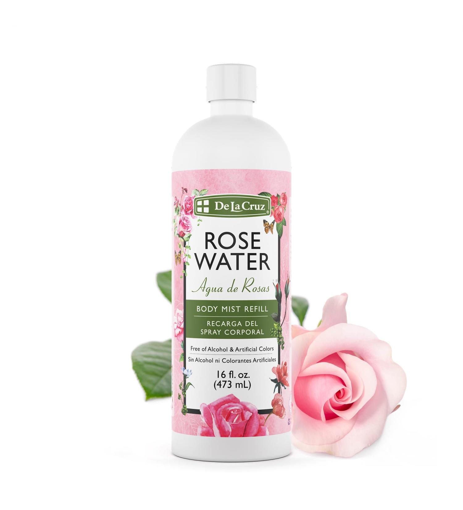 De La Cruz Rose Water Body Mist Refill- Rosewater Spray for Face Skin and Hair 16 fl oz (1 Bottle) 16 Fl Oz (Pack of 1) - Buy Online on GoSupps.com