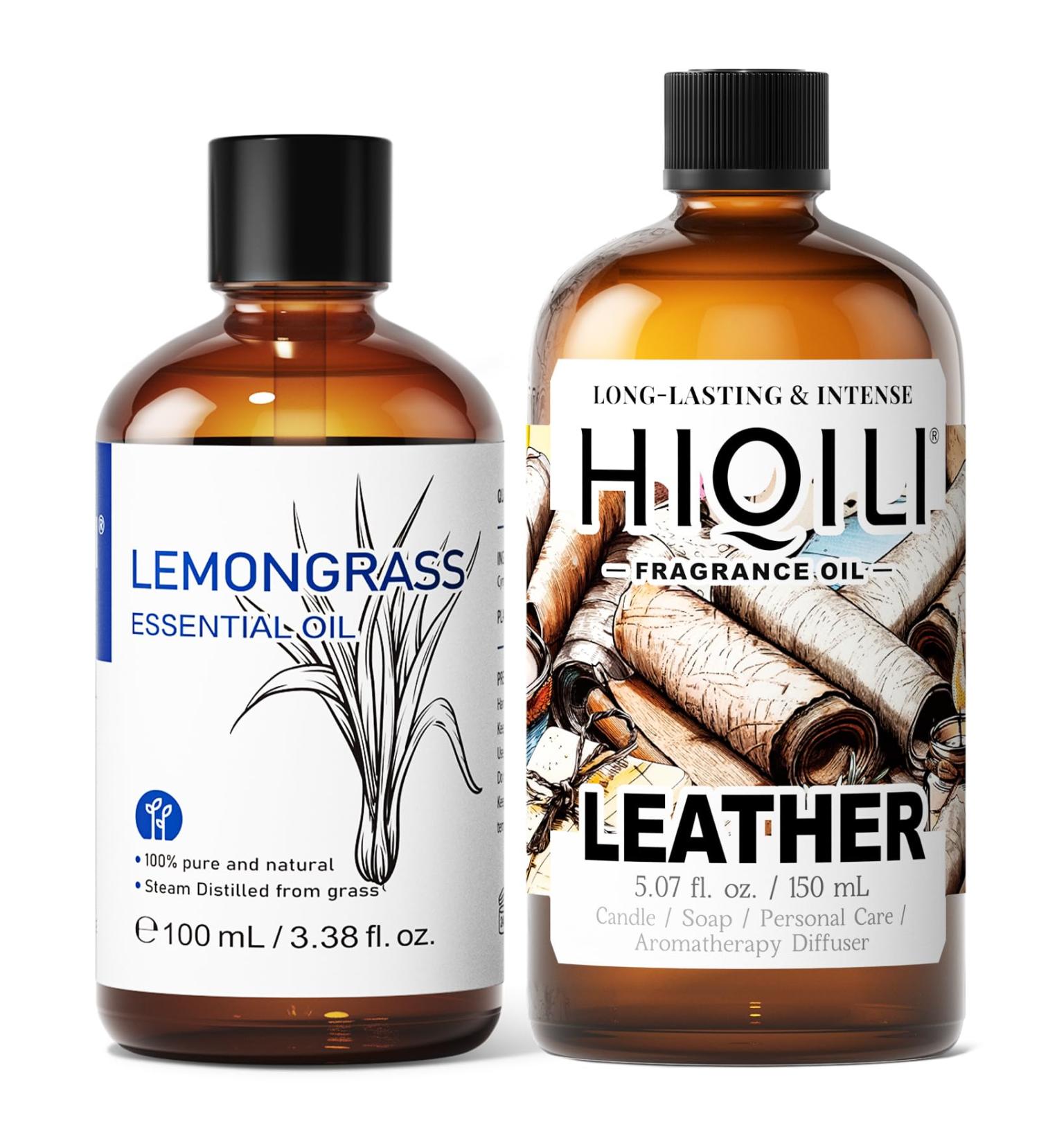HIQILI 100ML Lemongrass Essential Oil & 150ML Leather Fragrance Oil for DIY Diffuser - Buy Online on GoSupps.com