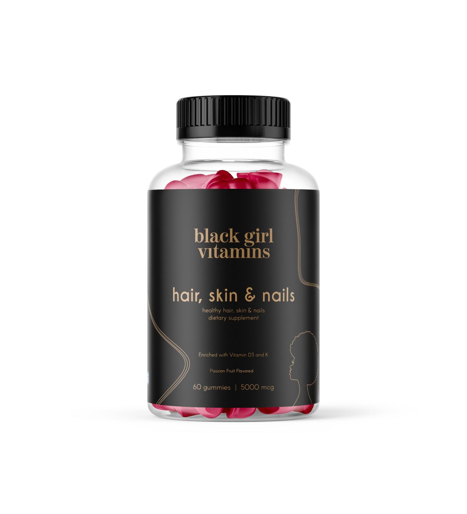 Black Girl Vitamins - Hair Skin and Nails Gummies with Biotin (6000 mcg) Zinc Gelatin Free Vitamin A and Vitamin E - Gluten-Free. Made in The USA (Passion Fruit 60 Count) 30 Day Supply - Buy Online on GoSupps.com