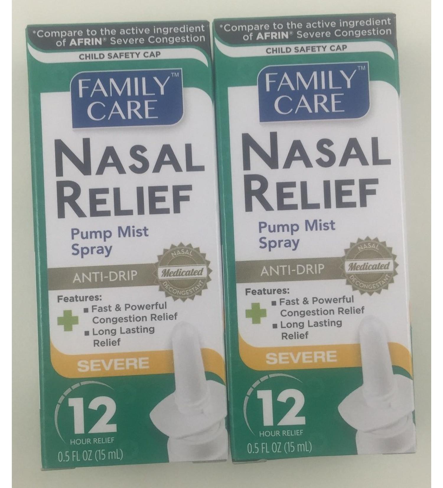 2 Pack Family Care Nasal Relief Anti-Drip Pump Mist with Oxymetazoline HCl - Buy Online on GoSupps.com
