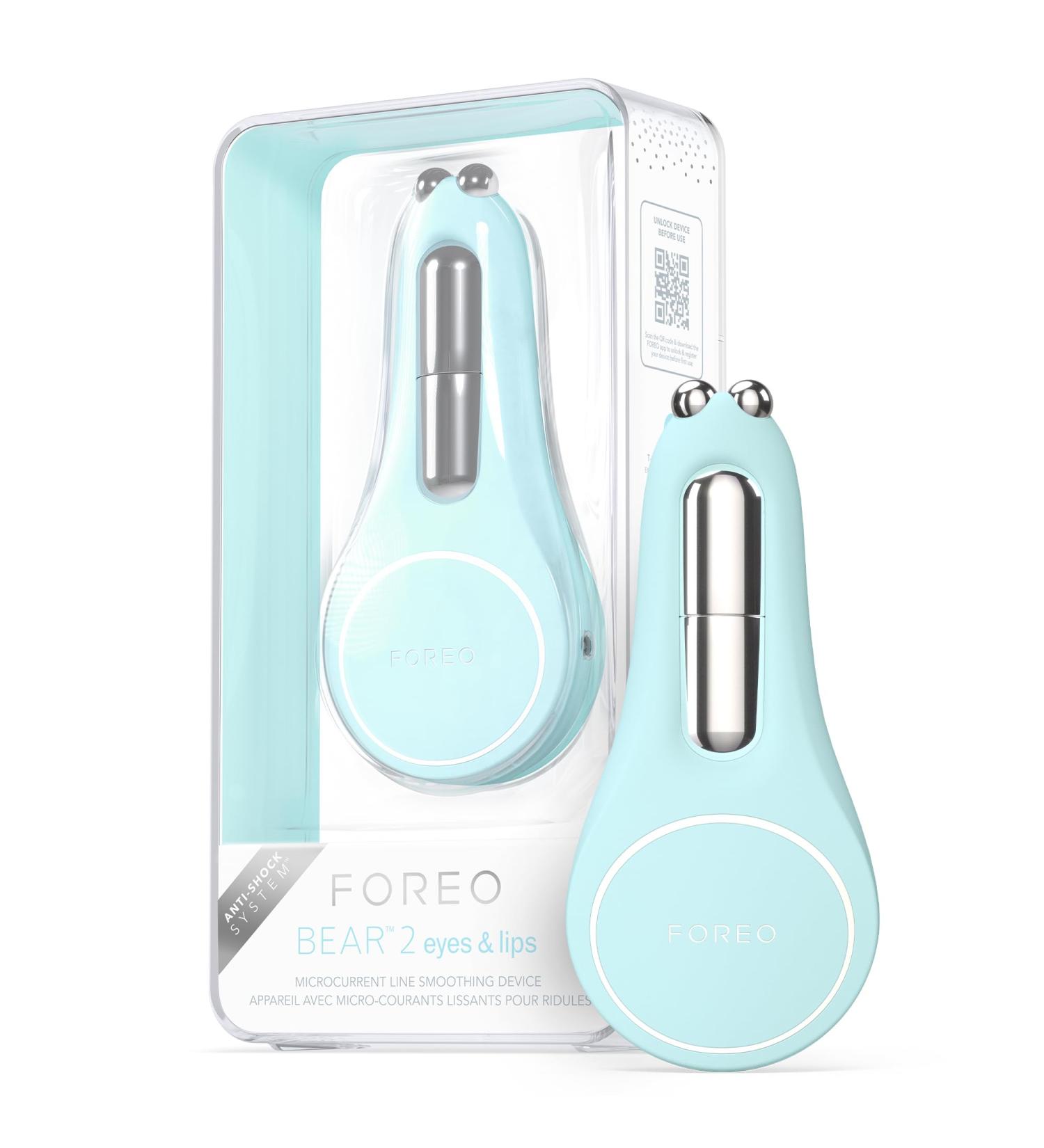 FOREO Bear 2 Eyes & Lips Microcurrent Line Smoothing Instant Face Lift Eye Care Device Brow Lift Dark Crcles Under Eye Treatment & Lip Plumper Device Firming Beauty Products Arctic Blue - Buy Online on GoSupps.com