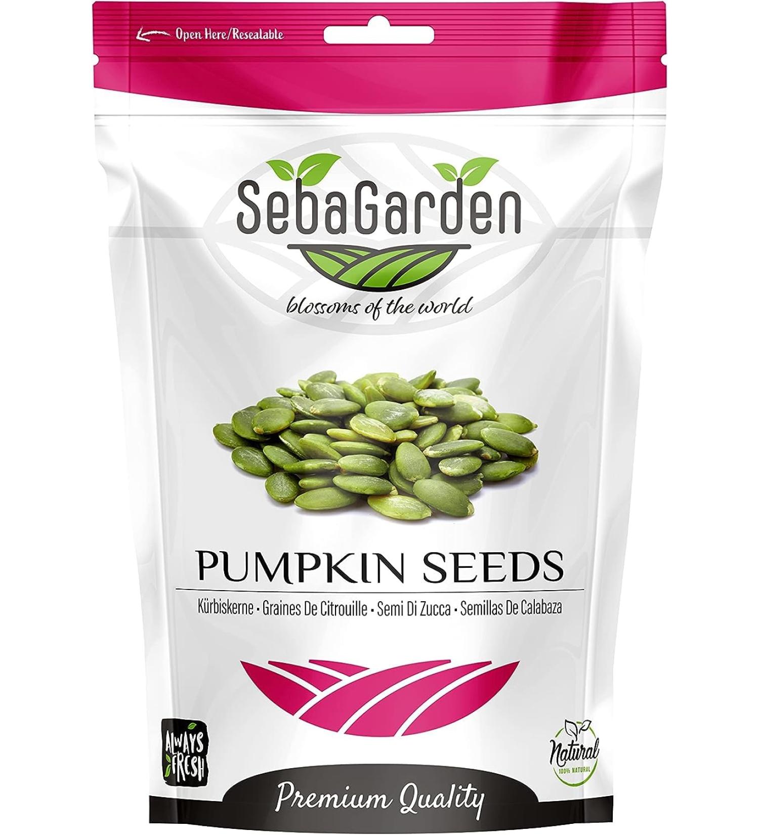 Seba Garden Pumpkin Seeds 1000g - AA Quality High Fiber Raw Protein Source Grown Without Shell Iron Rich - Buy Online on GoSupps.com