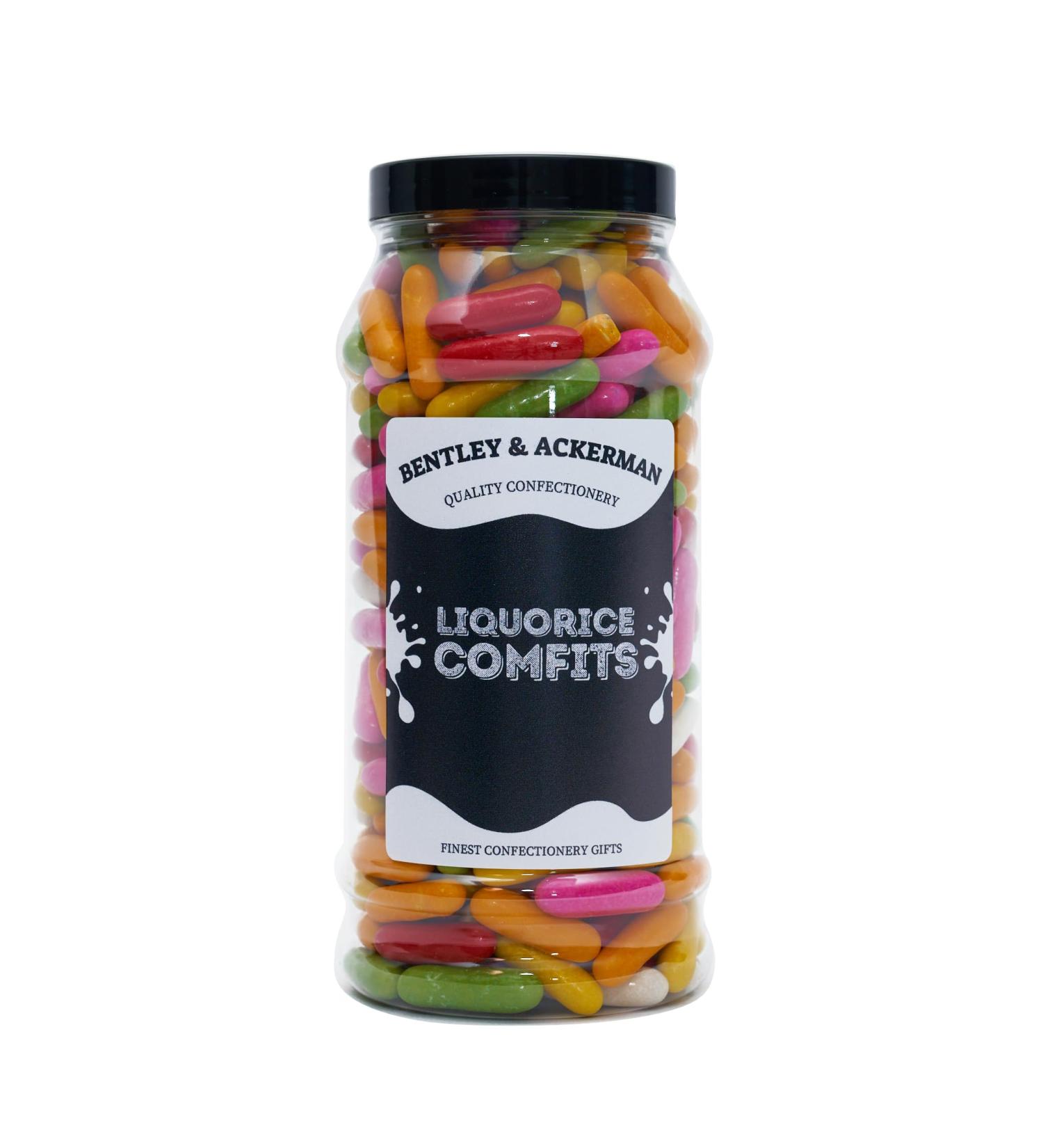 Liquorice Comfits - (800g) Original Liquorice Comfits Retro Sweets in a Gift Jar By Bentley & Ackerman's Sweet Shop. - Buy Online on GoSupps.com