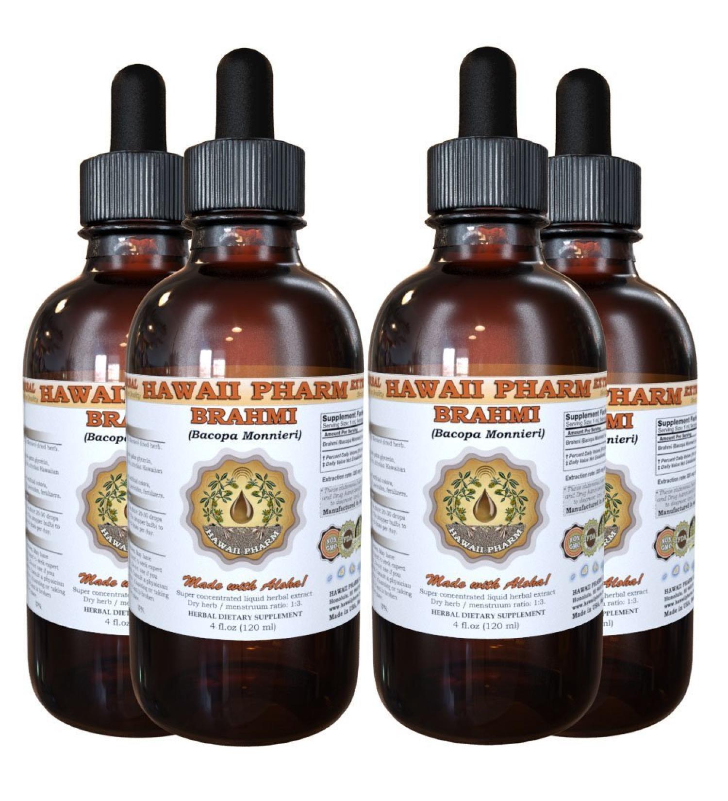 Brahmi Liquid Extract Brahmi Liquid (Bacopa Monnieri) Tincture Supplement 4x4 oz 4 Fl Oz (Pack of 4) - Buy Online on GoSupps.com