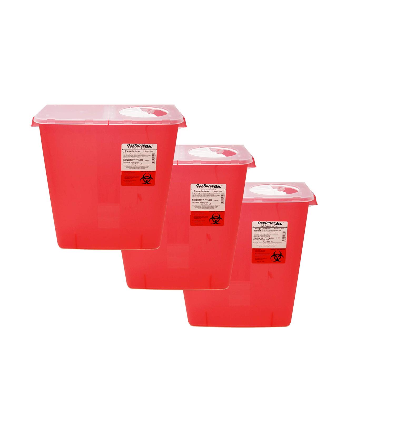 Oakridge 3 Gallon Needle and Syringe Disposal Container - Pack of 3 - Buy Online on GoSupps.com