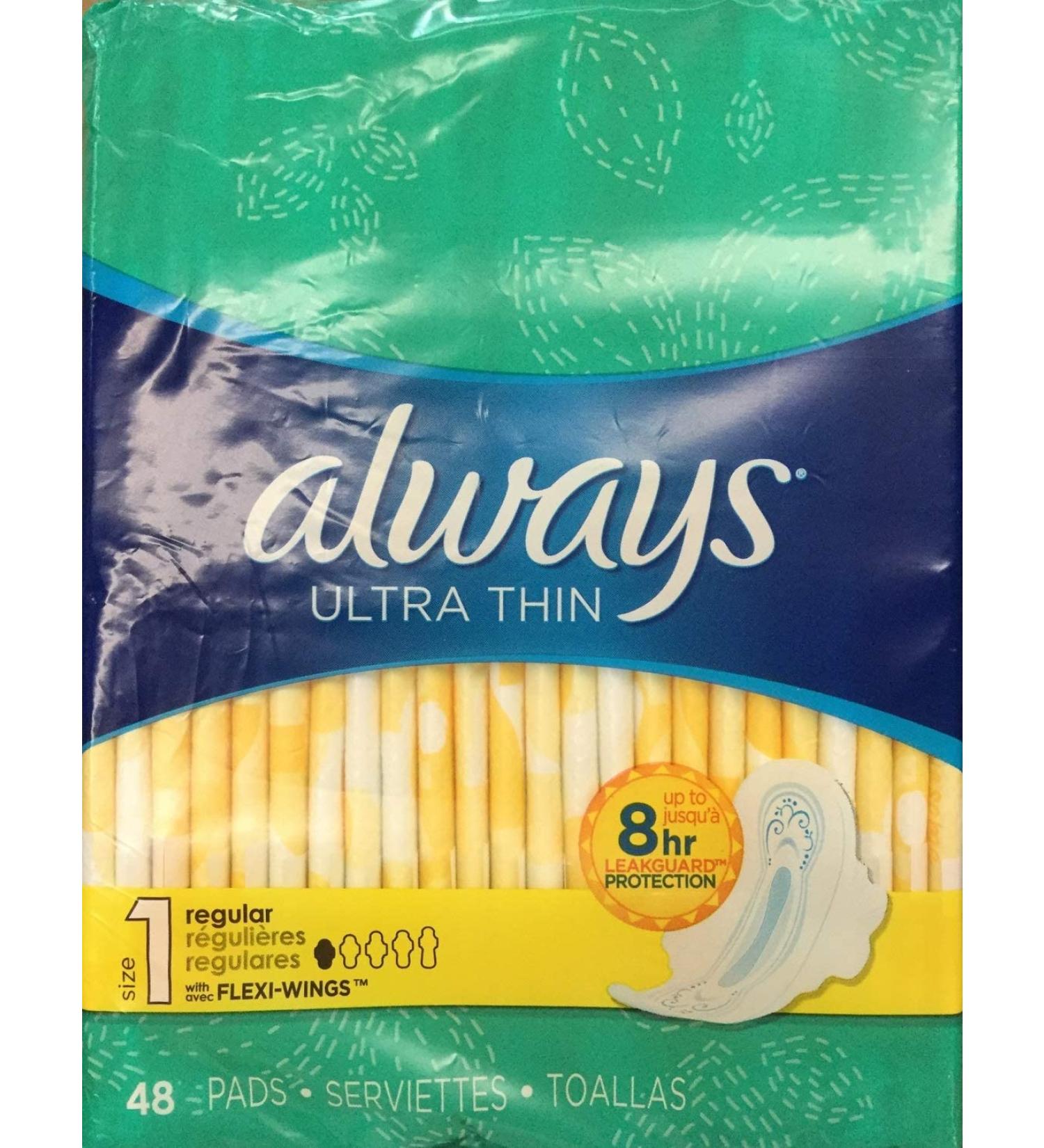 Always Ultra Thin Regular Pads with Wings 48 Count (Pack of 1)