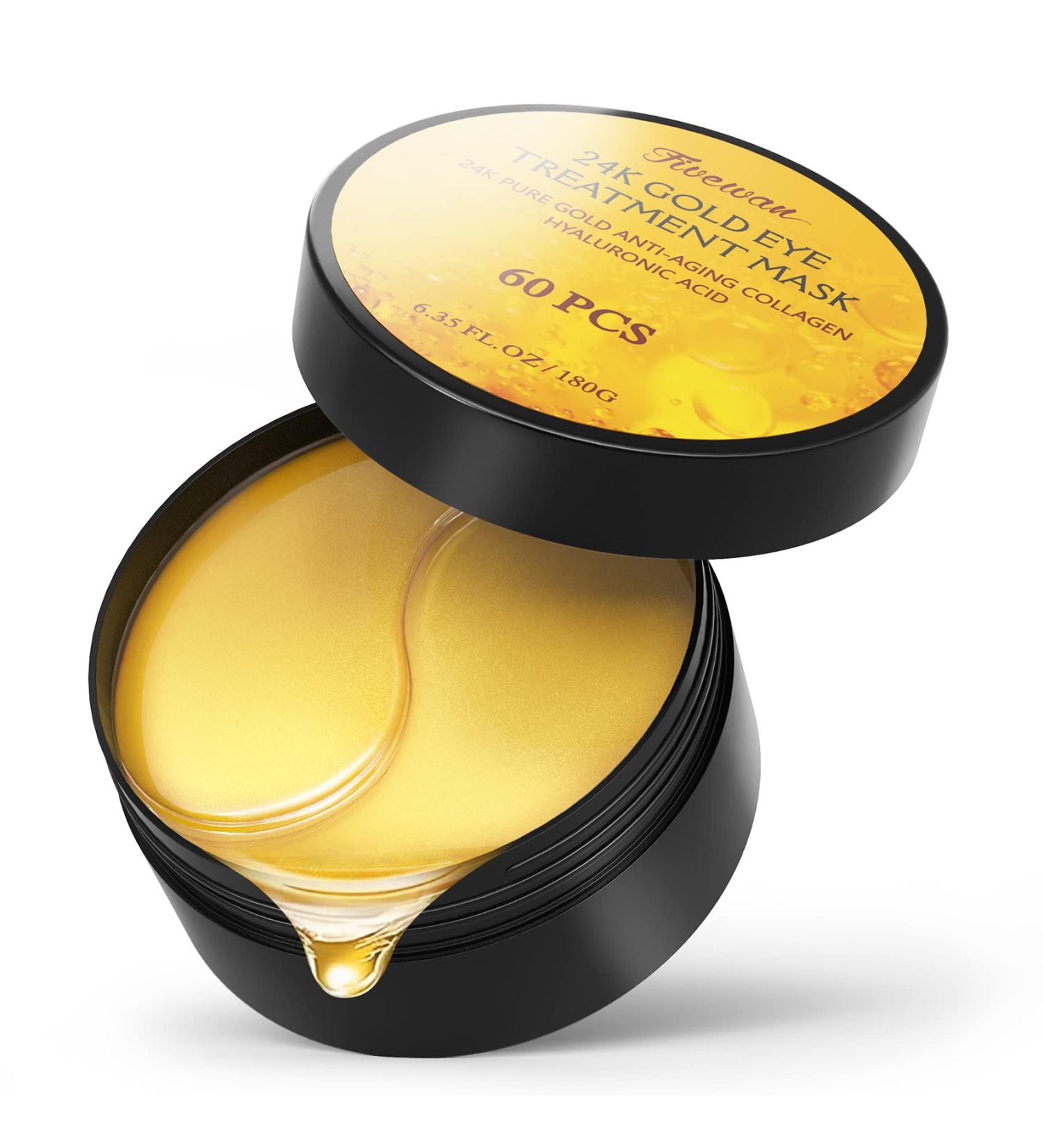 Fivewan 24k Gold Under Eye Patches - 60 Pcs Anti-Aging Eye Mask with Collagen & Hyaluronic Acid for Dark Circles, Puffiness, and Wrinkles - 30 Pairs - Buy Online on GoSupps.com