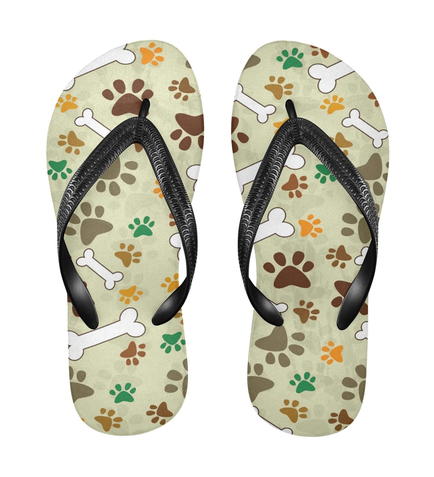 Mnsruu Dog Paw Print Flip Flops | Stylish & Comfortable Footwear for Home Hotel Spa & Travel | Unisex S for Men & Women - Buy Online on GoSupps.com