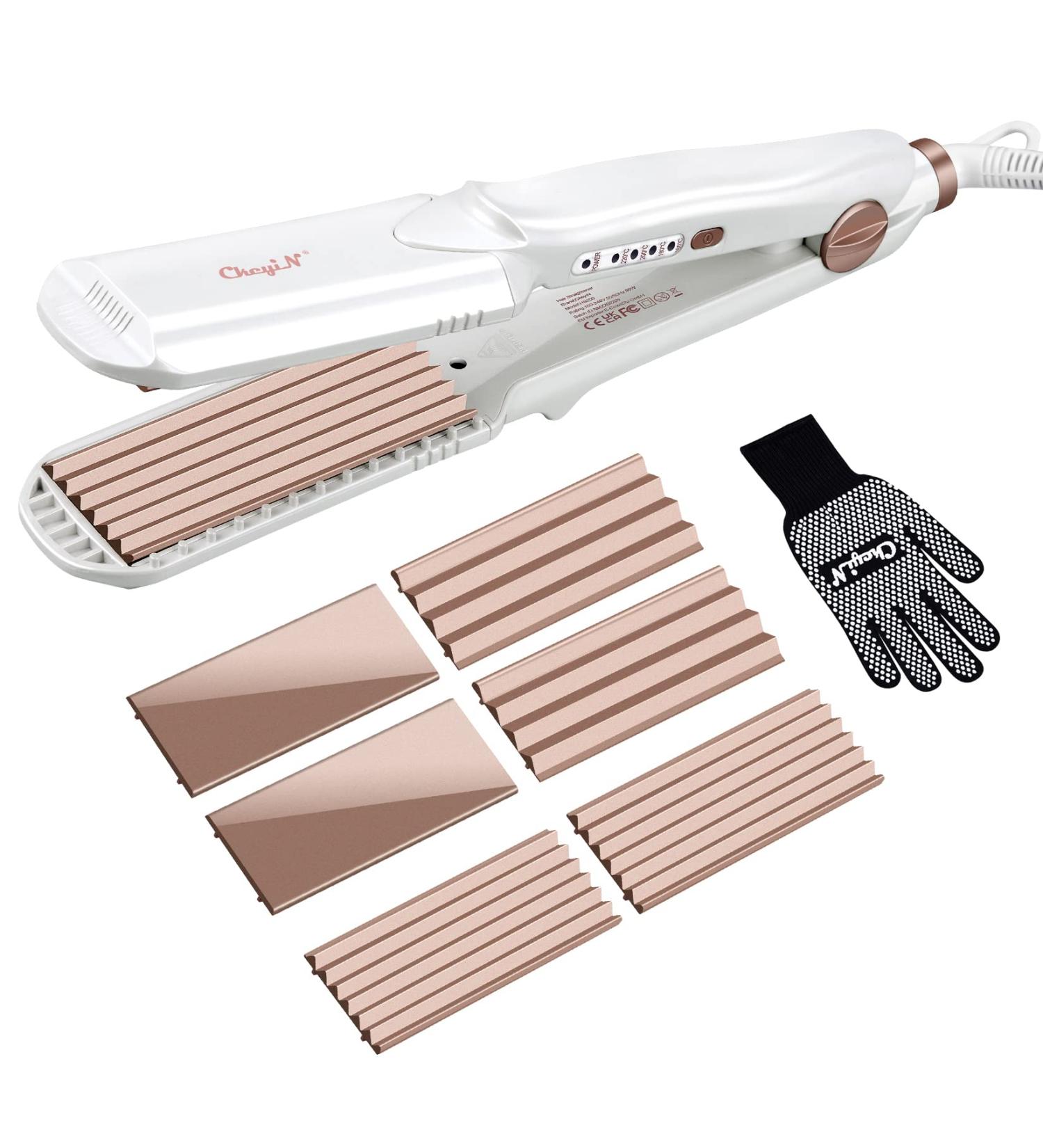 CCKEYIN 3-in-1 Crepe Iron for Hair - Ceramic Hair Straightener & Crimper with Temperature Control - Multi-Style Wave Iron in White - Buy Online on GoSupps.com