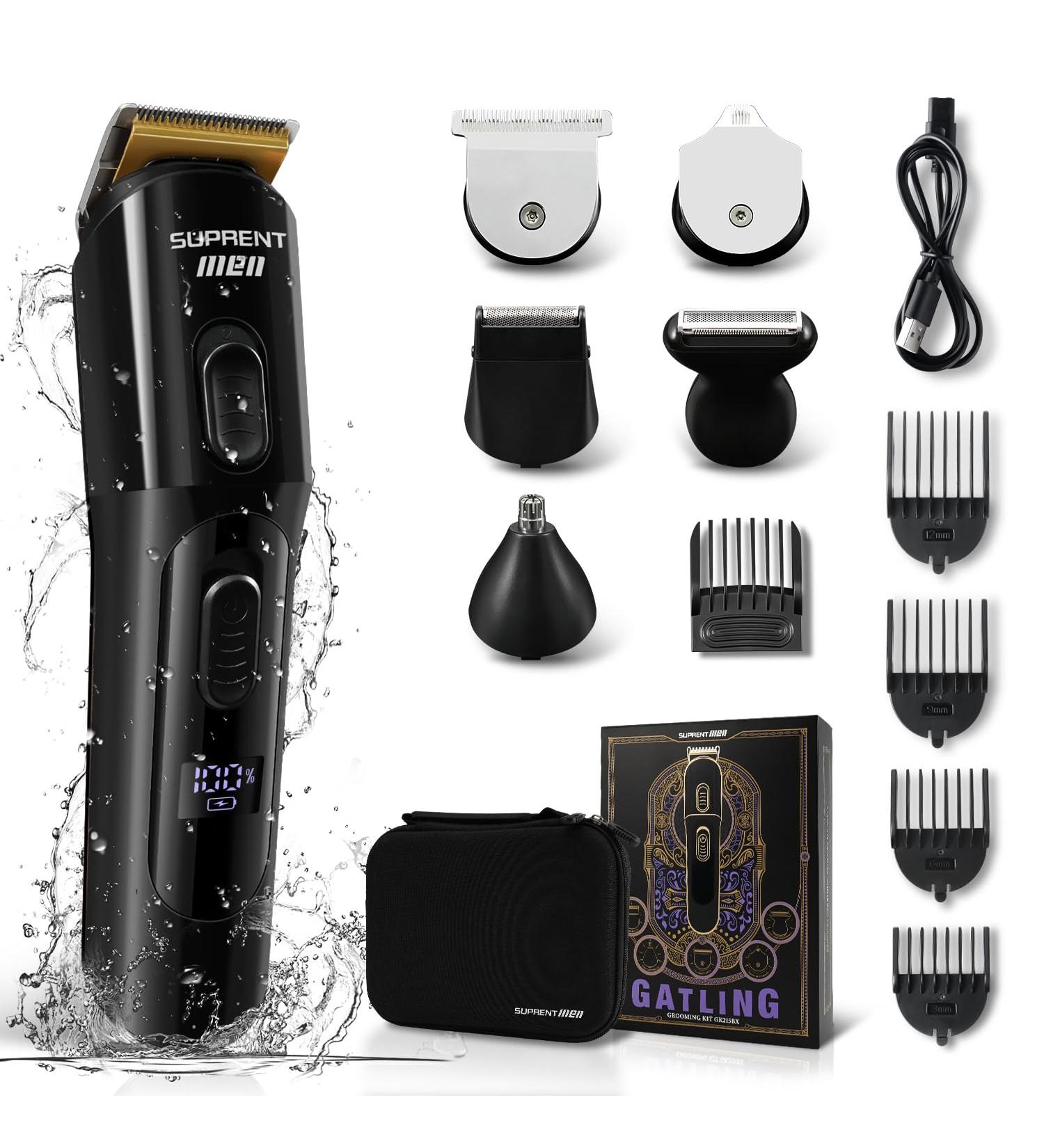 SUPRENT Hair Trimmer for Men - 16-Piece Waterproof Grooming Kit | Mustache Nose & Ear Trimmer | Premium Gift for All Hair Types - Buy Online on GoSupps.com