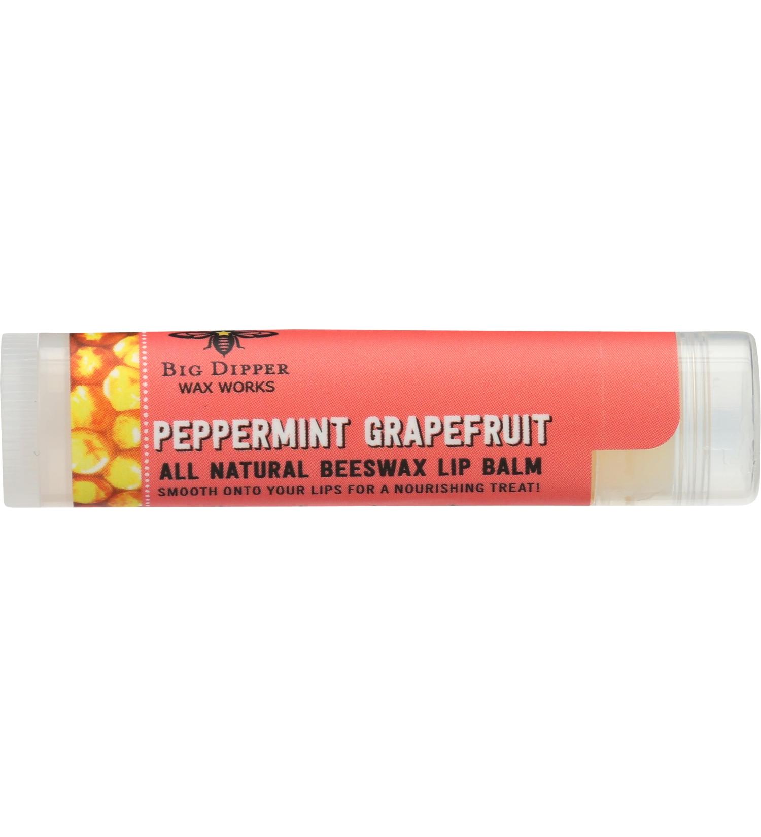 Big Dipper Wax Works Peppermint Grapefruit Beeswax Lip Balm - 0.15 OZ | Natural Moisturizer for Soft Lips - Shop Internationally - Buy Online on GoSupps.com