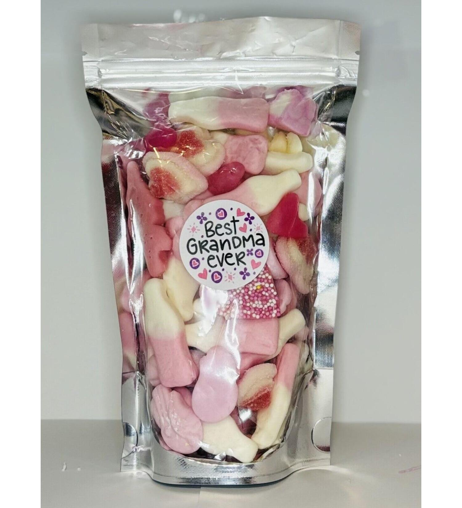 Best Grandma Ever Pink Filled Pick N Mix Sweet Treat Pouch Birthday Present Gift Mothers Day 200g - Buy Online on GoSupps.com