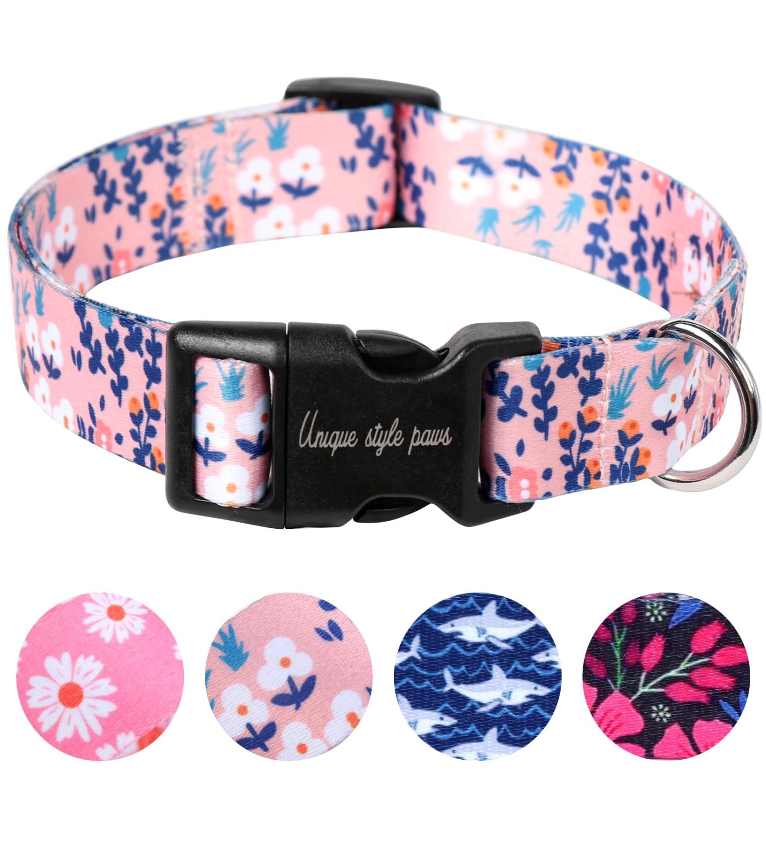 Unique Style Blue Leaves Dog Collar | Halison Care Barrows & Linen | Perfect for Small Medium & Large Dogs | Durable Dog Training & Gift Collection - Buy Online on GoSupps.com