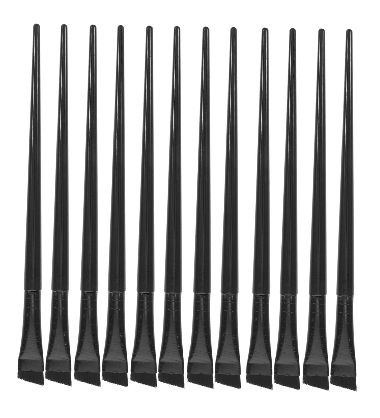 MUSISALY 12pcs Angled Eyebrow Brush Flat Concealer Brush Concealer Brush Blender Brush 15.5x1.2x0.6cm Black - Buy Online on GoSupps.com