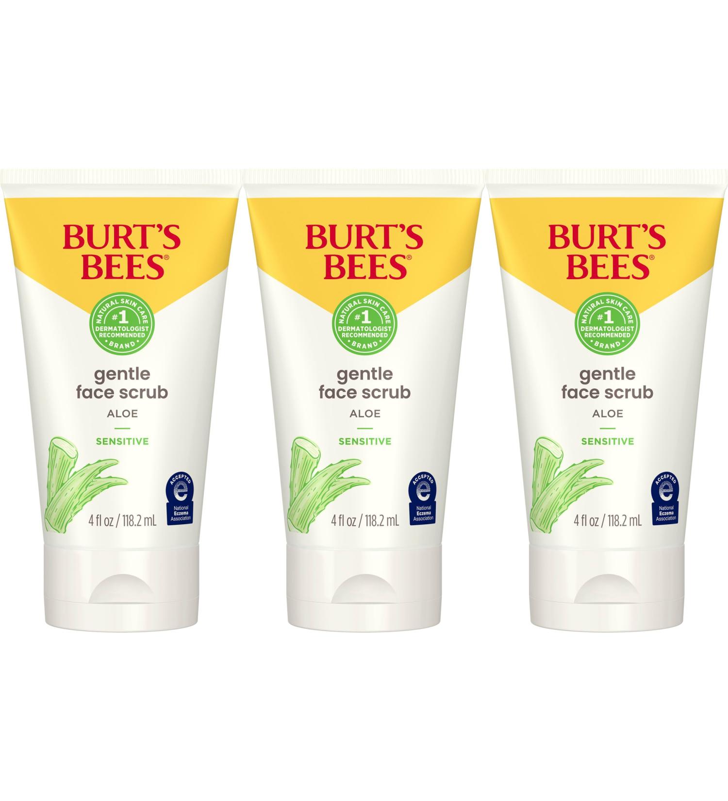 Burt's Bees Gentle Face Scrub with Aloe for Sensitive Skin 98.9% Natural Origin 4 Fluid Ounces Pack of 3 - Buy Online on GoSupps.com