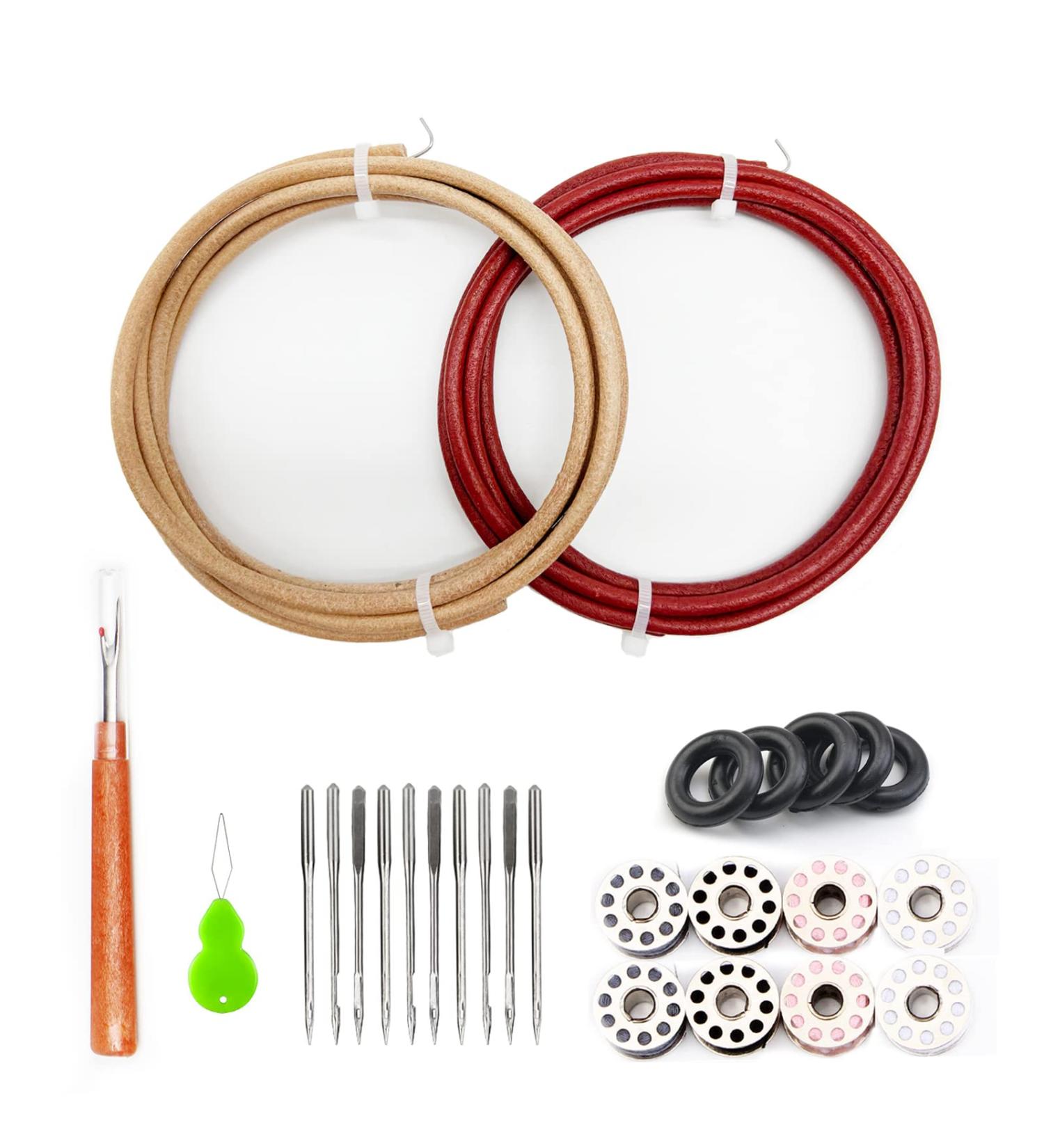 Jones/Singer Sewing Machine Belt Parts 2 Pcs - Genuine Cow Leather Conveyor Belt - Universal Fit - 72 Inch Super Long Size - 13/64 Inch Diameter - Buy Online on GoSupps.com